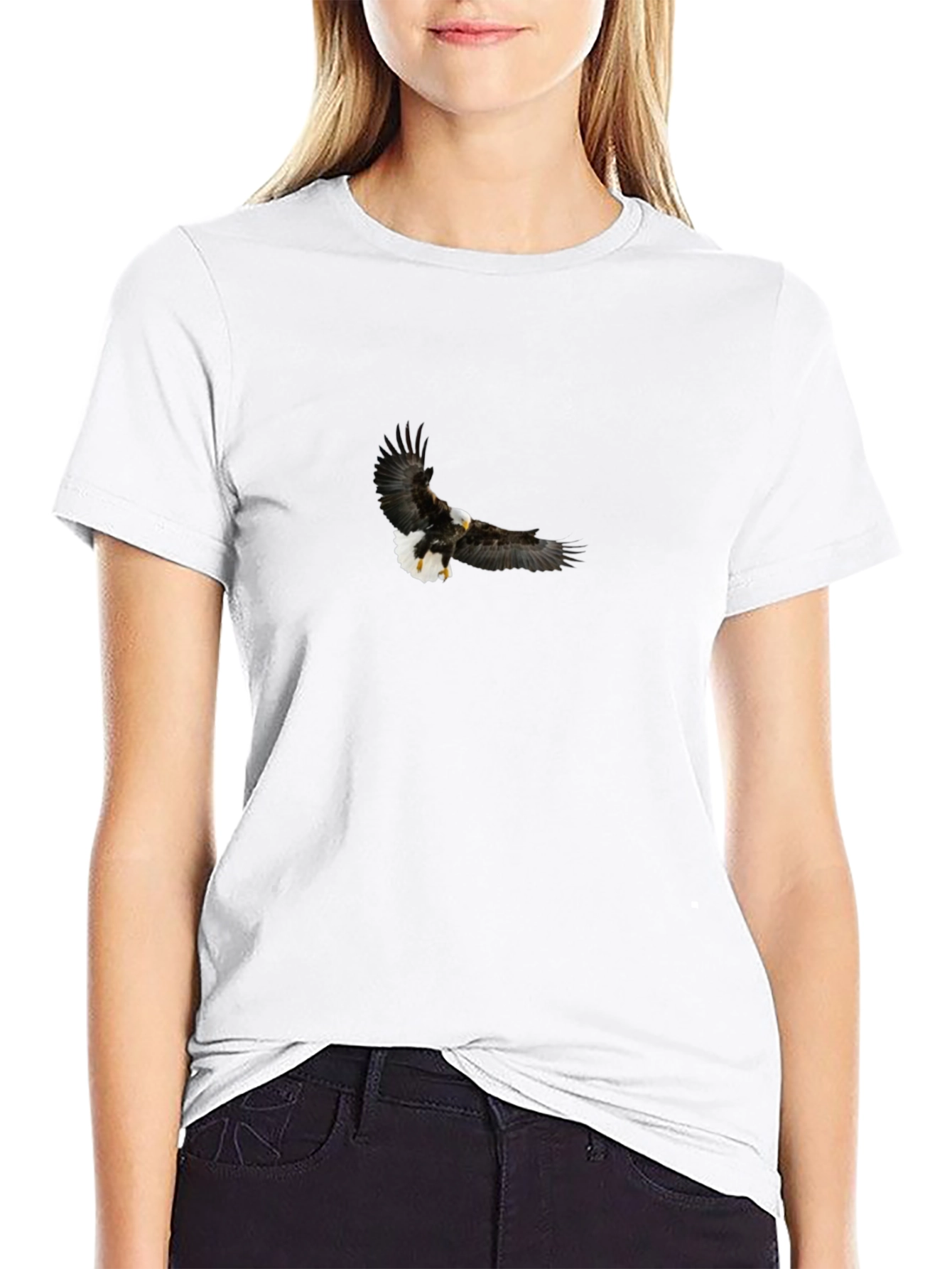 Black Bald Eagle Graphic Black T-Shirt view 9