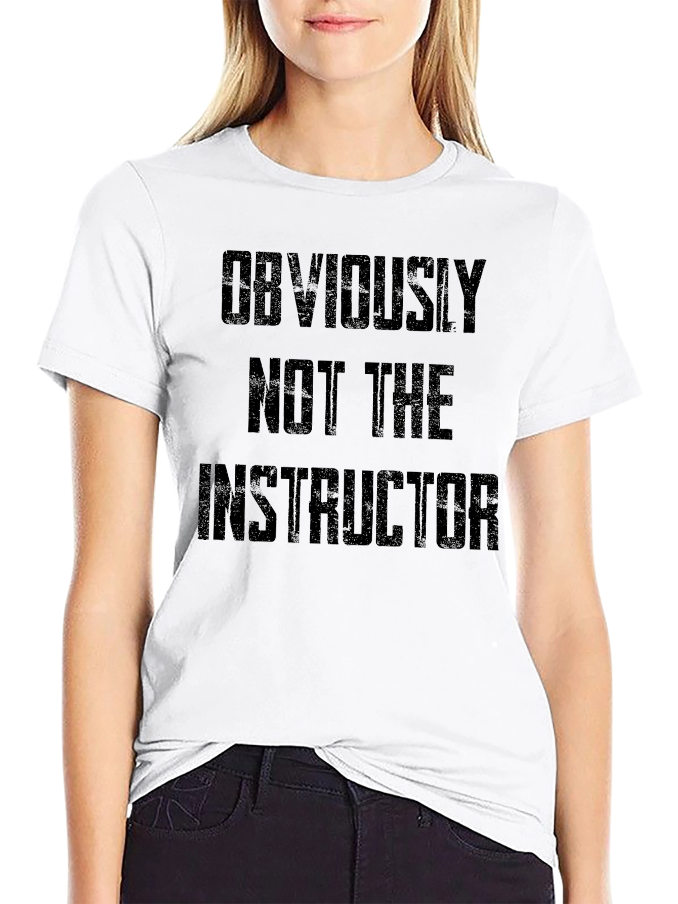 Black Obviously Not the Instructor Men's Black T-Shirt view 9