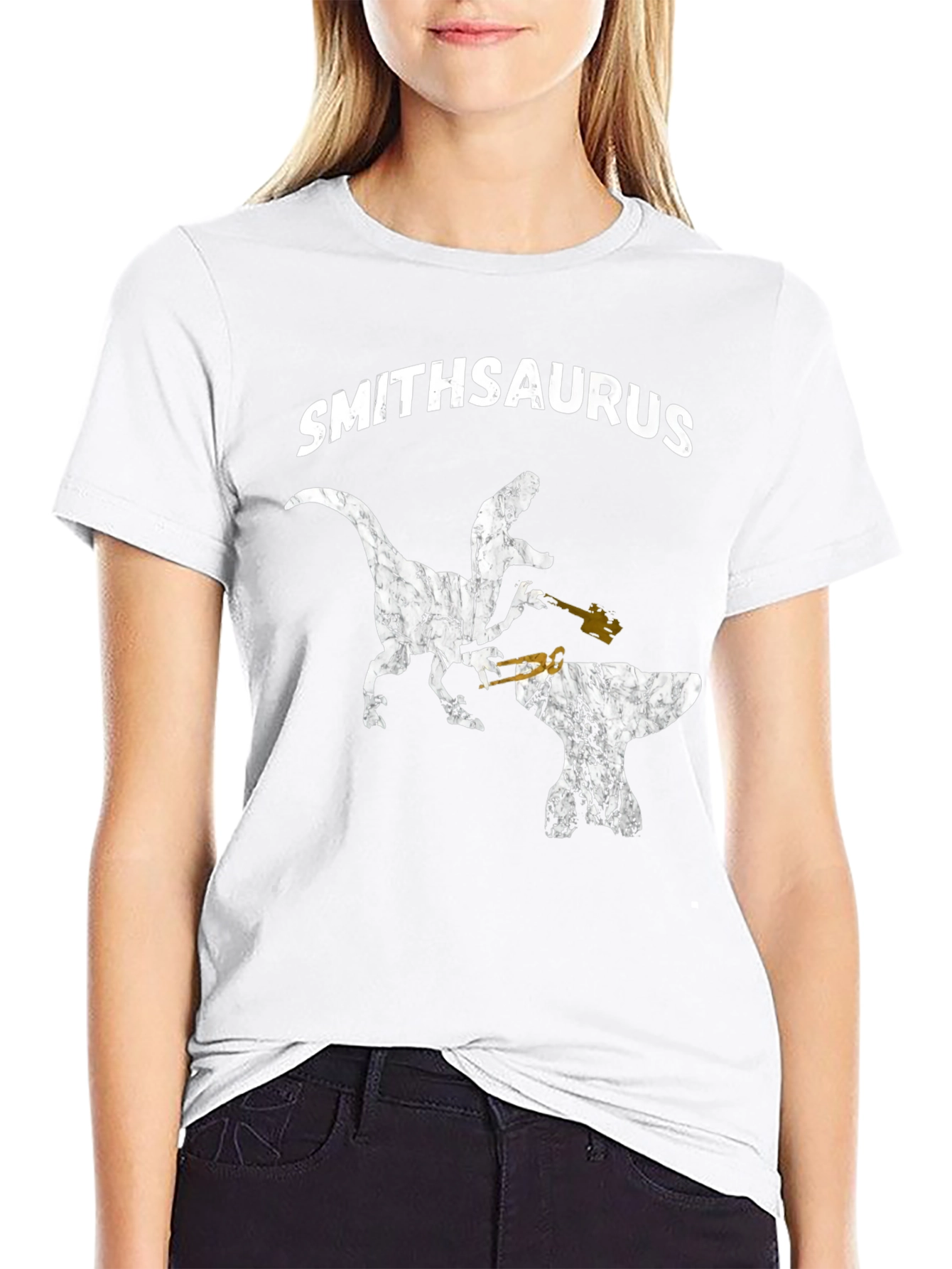Black Smithsaurus Black T-Shirt - Dinosaur Blacksmith view 9