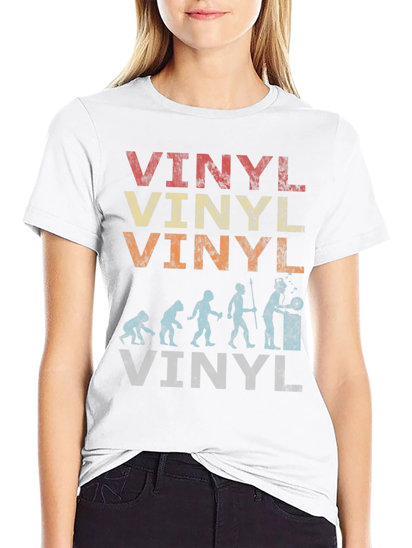 Black Vintage Vinyl Evolution T-Shirt - Music Lover Tee view 9