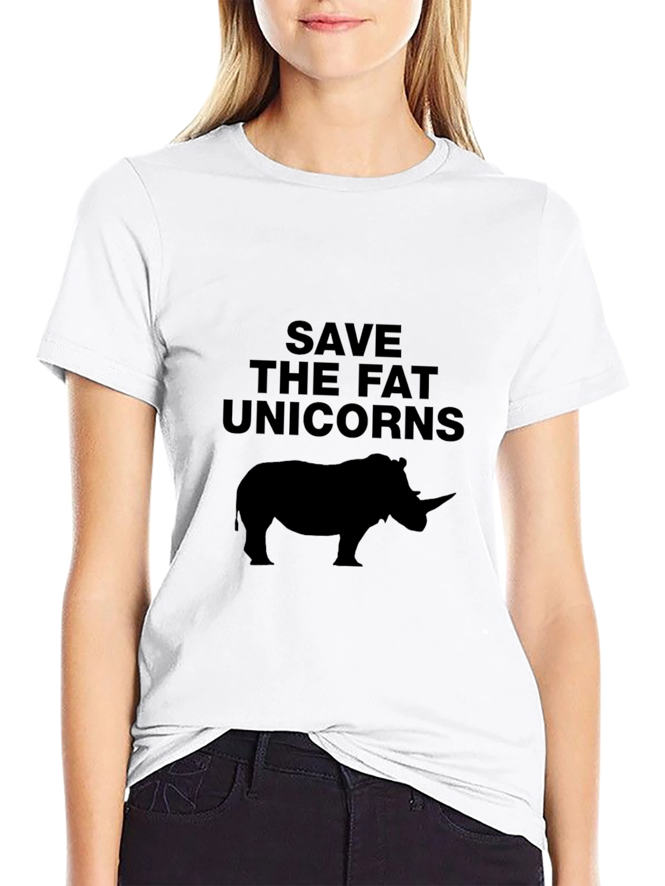 Black Save The Fat Unicorns T-Shirt view 9