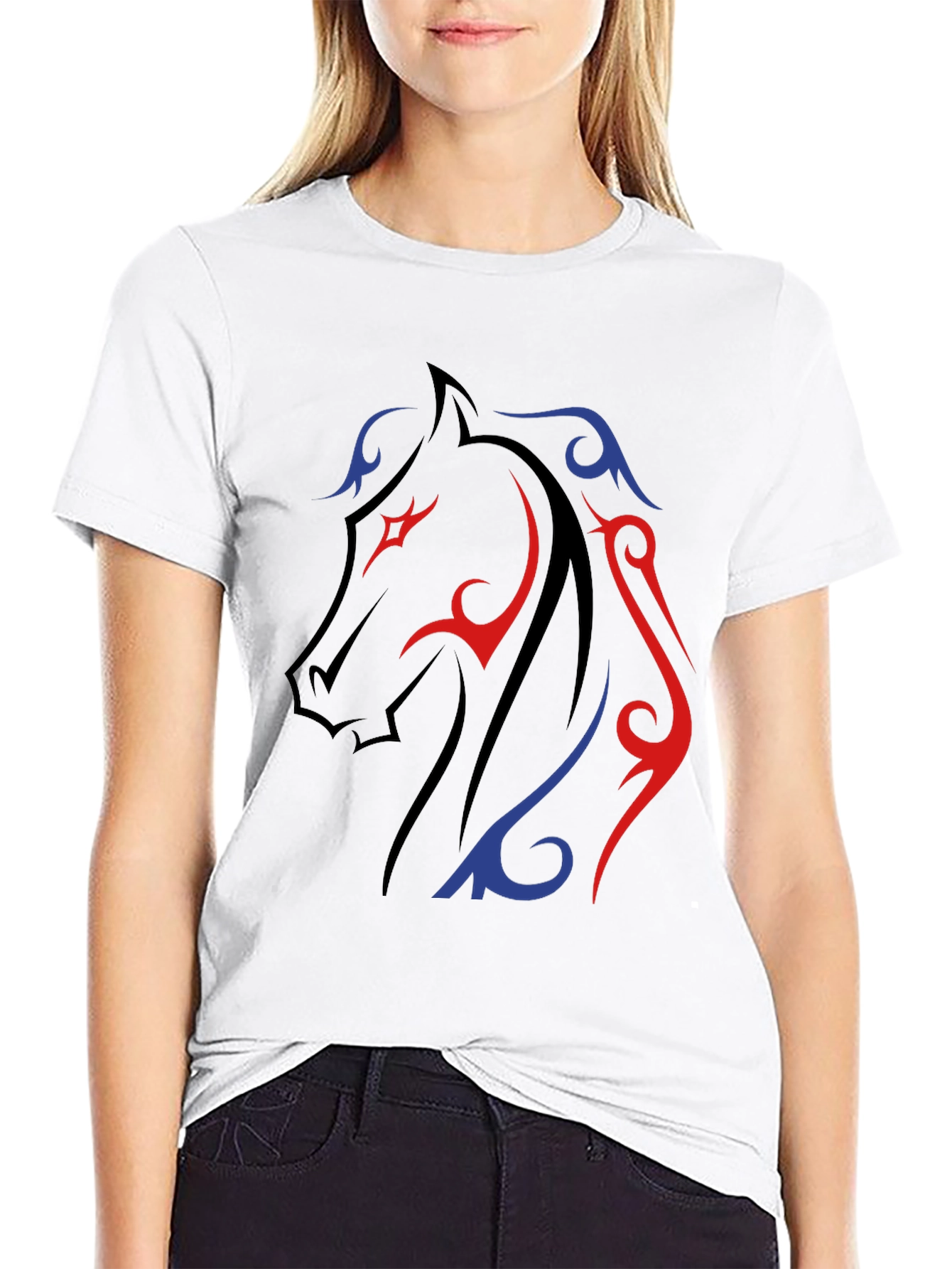 Black Tribal Horse Graphic Tee - Black view 9