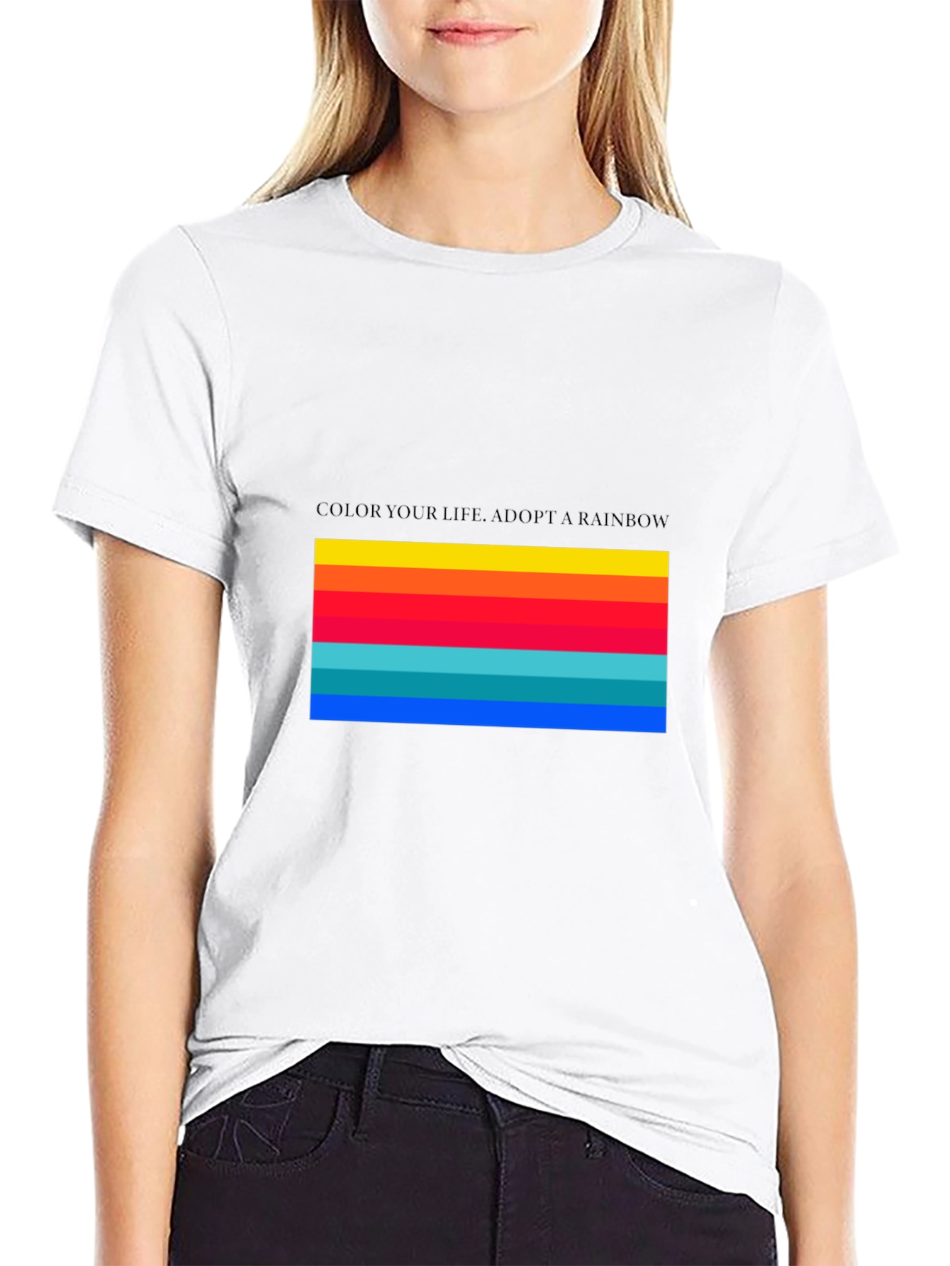 Black Rainbow Stripe Tee - Color Your Life! view 9