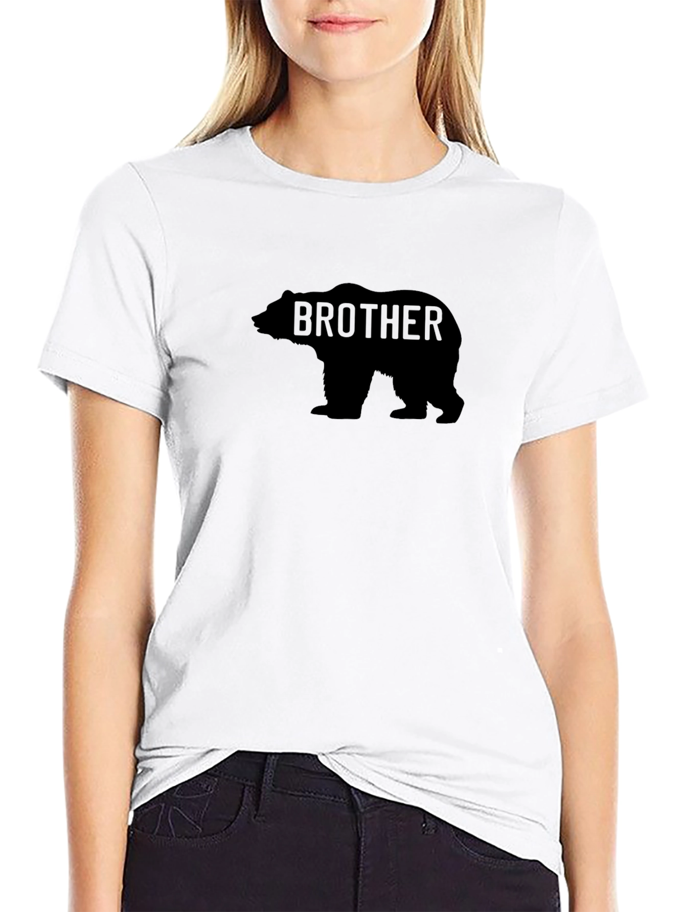 Black Brother Bear Graphic T-Shirt - Mens Black Crew Neck Tee view 9