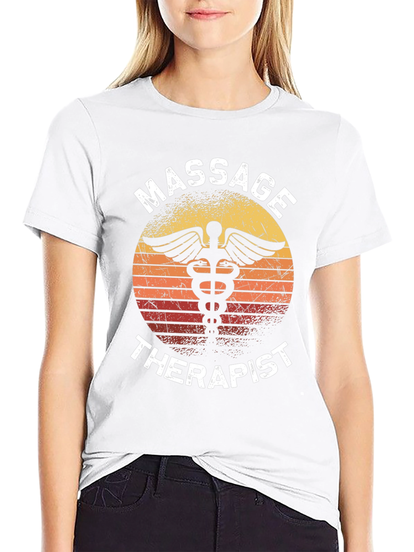 Black Massage Therapist Sunset T-Shirt view 9