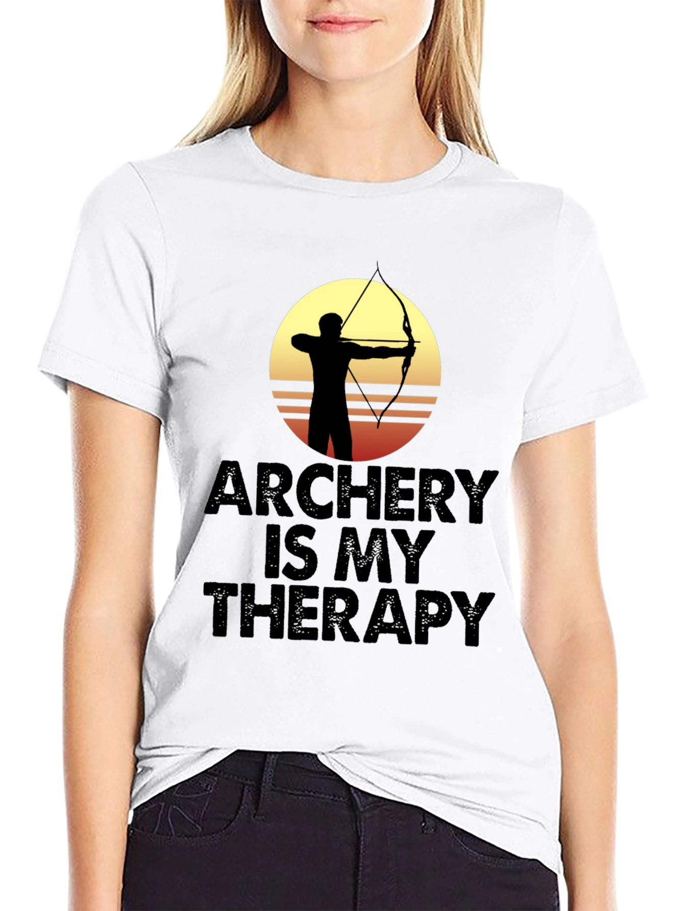 Black Archery Is My Therapy T-Shirt - Archer Silhouette Graphic Tee view 9