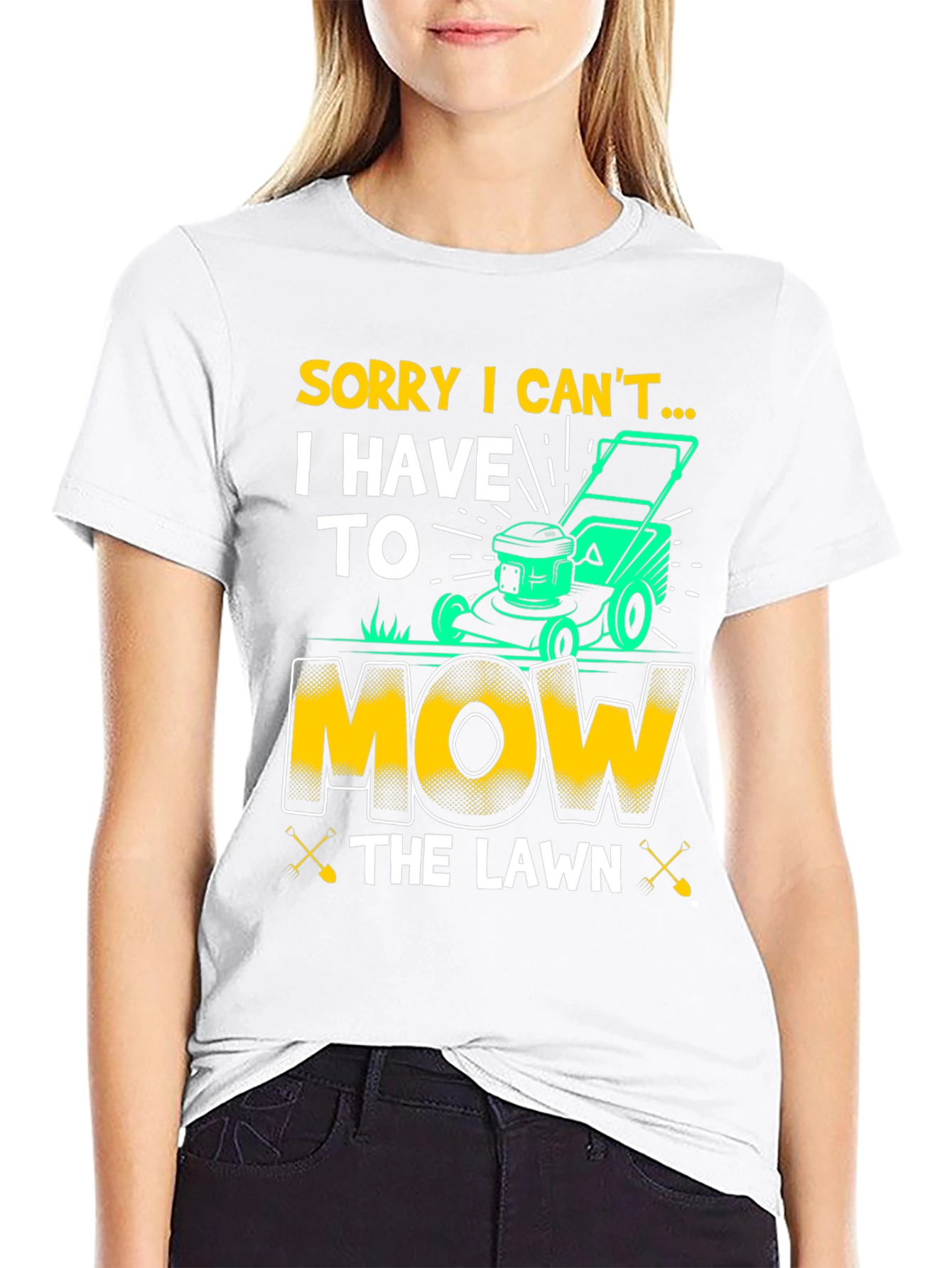 Black Funny "Mow the Lawn" Graphic T-Shirt view 9