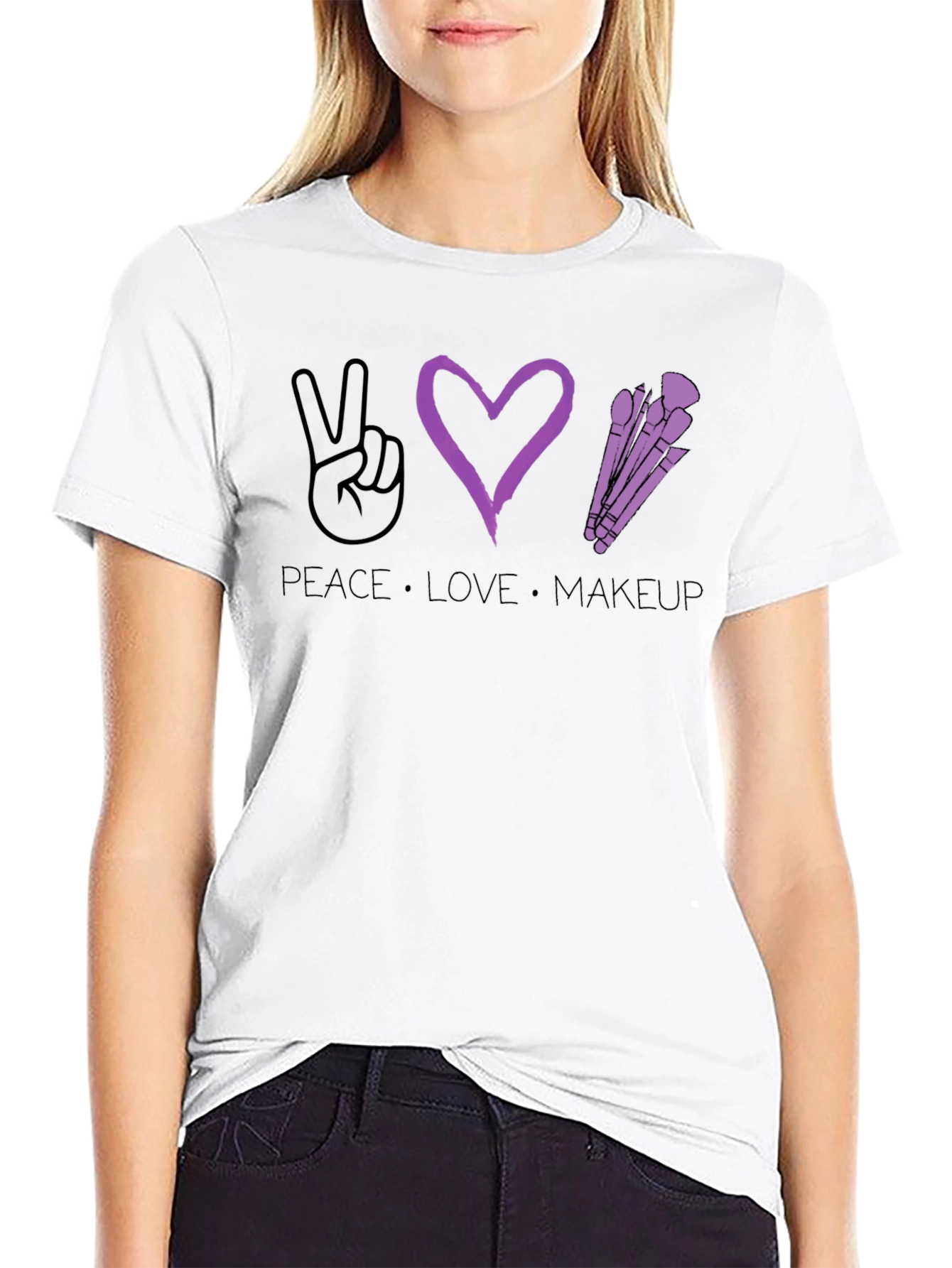 Black Peace Love Makeup T-Shirt - Stylish Graphic Tee view 9