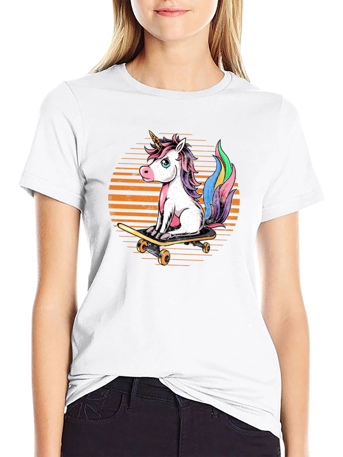 Black Unicorn Skateboarder Graphic Tee - Fun Style view 9