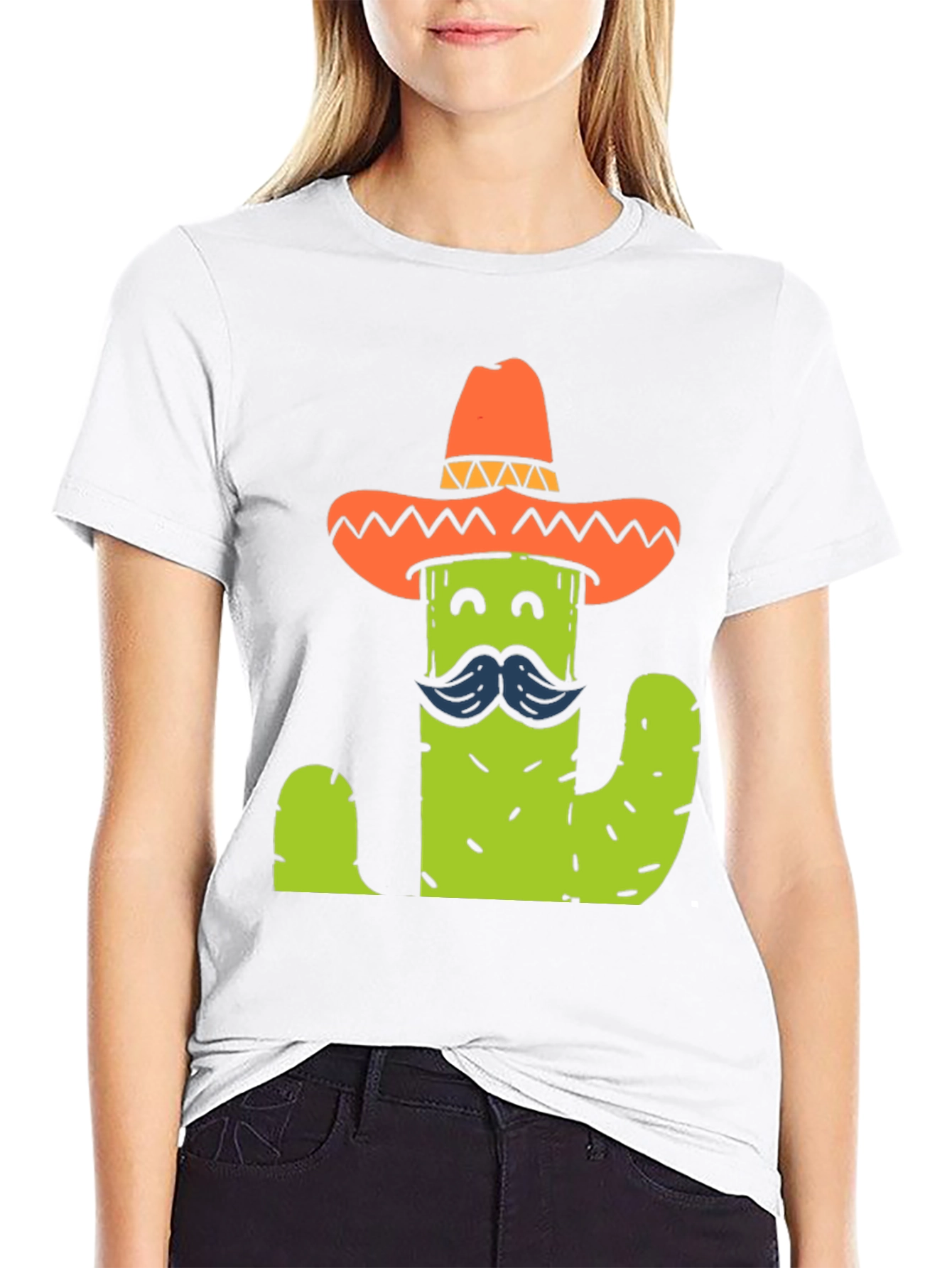 Black Cactus Sombrero T-Shirt - Funny Graphic Tee view 9
