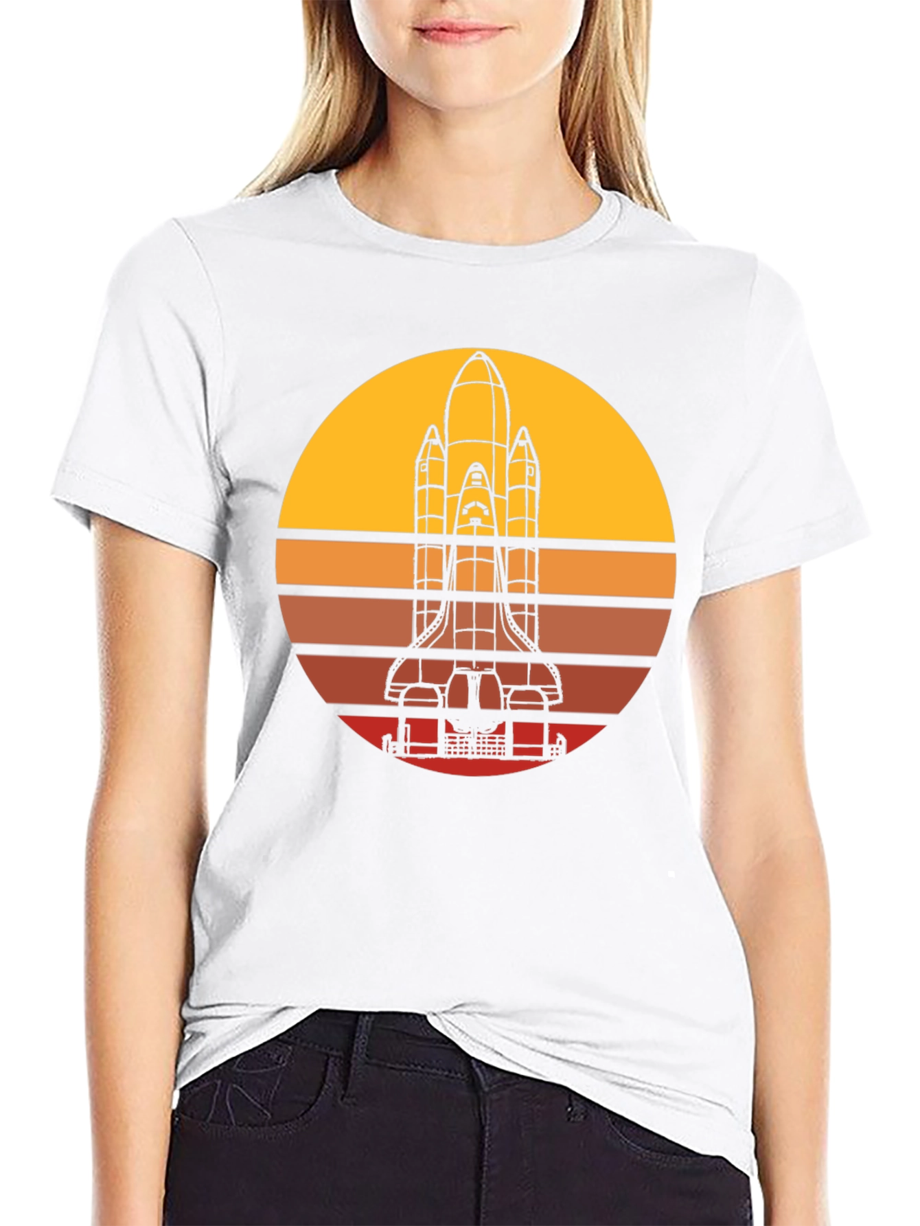 Black Retro Rocket Launch T-Shirt view 9