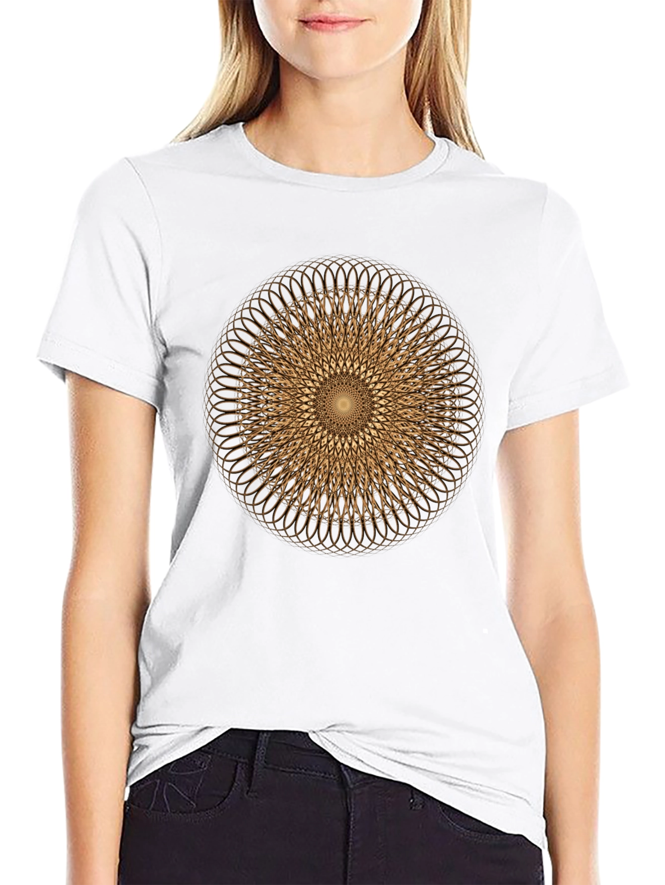 Black Geometric Circle Design Tee - Modern Graphic Print Shirt view 9