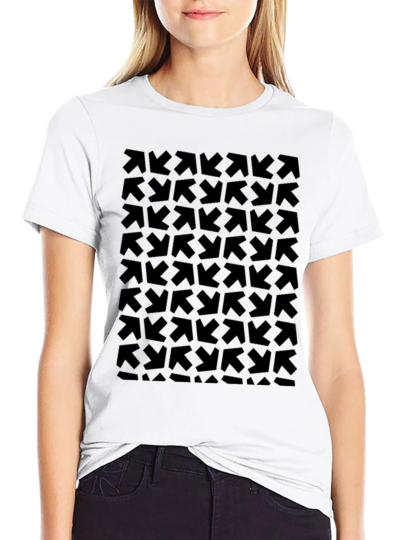 Abstract Arrow Pattern Black T-Shirt - Modern Graphic Tee - 9