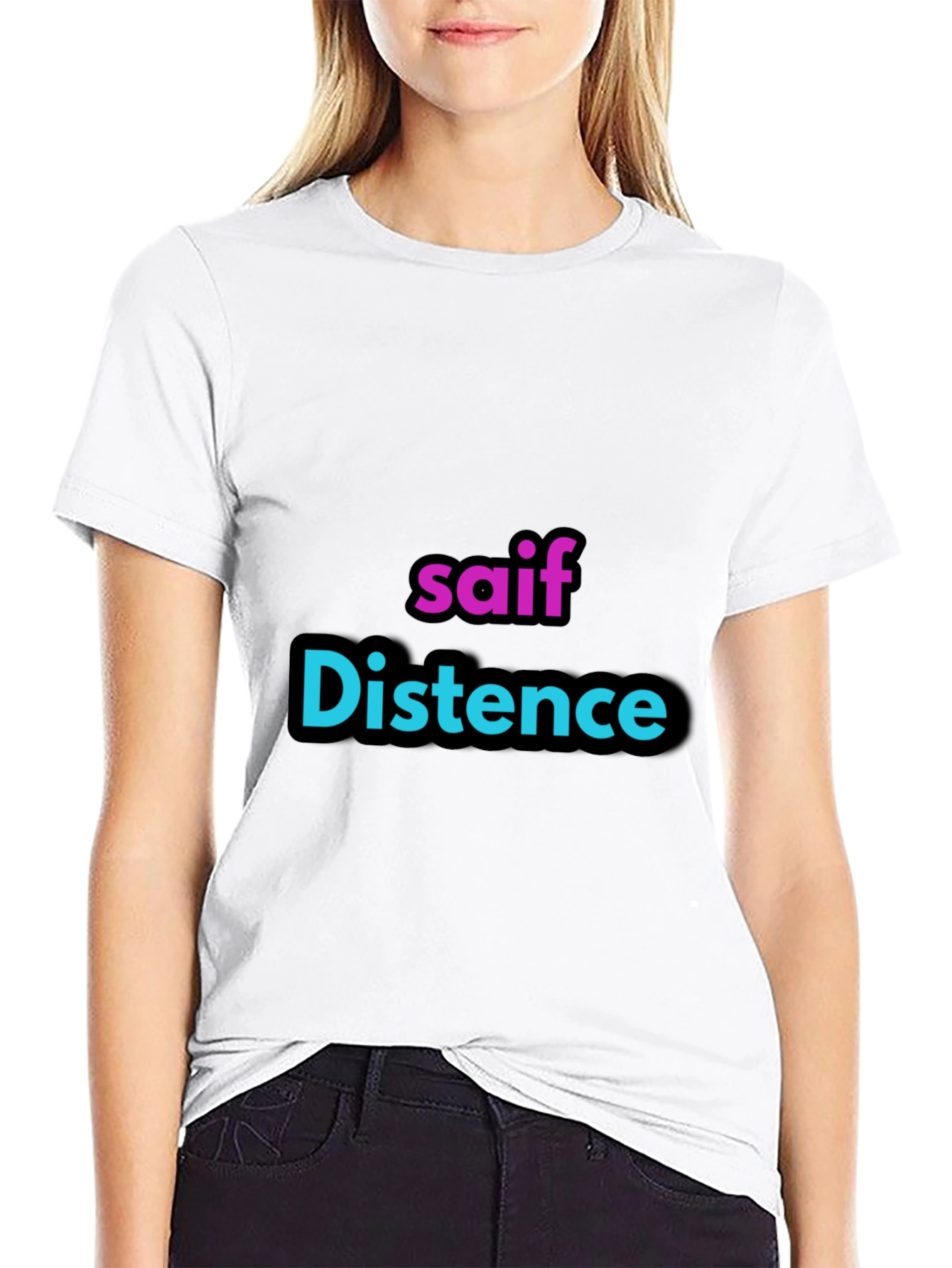Black Personalized "saif Distence" Black T-Shirt view 9