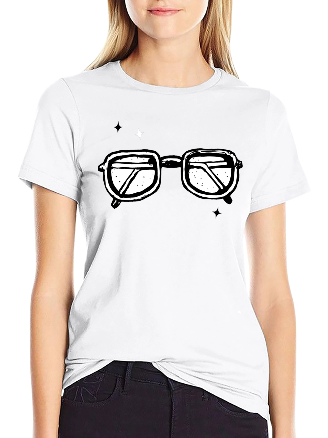 Black Retro Glasses Graphic T-Shirt - Black Cotton Tee view 9