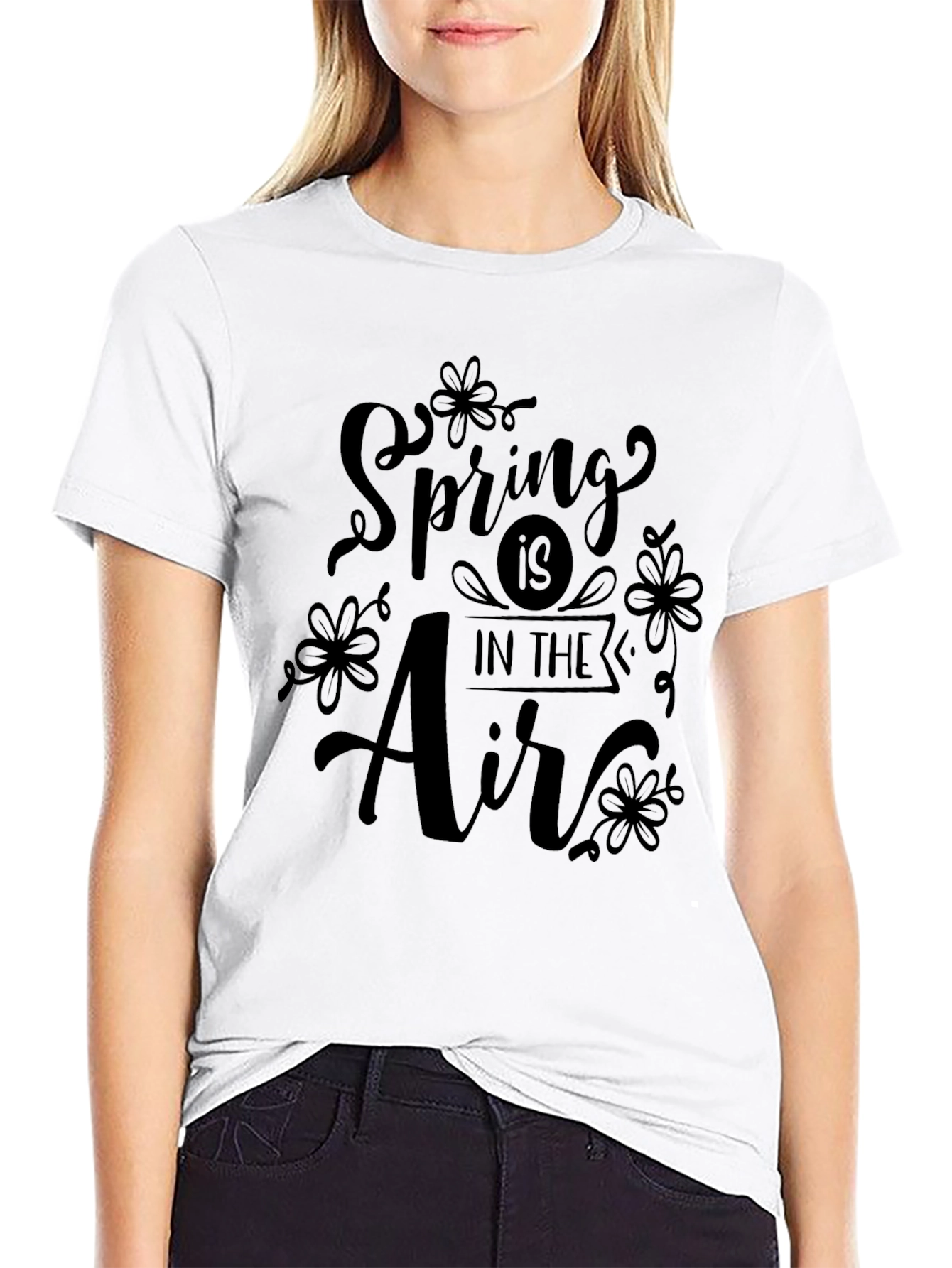 Black Spring is in the Air Black Graphic Tee view 9
