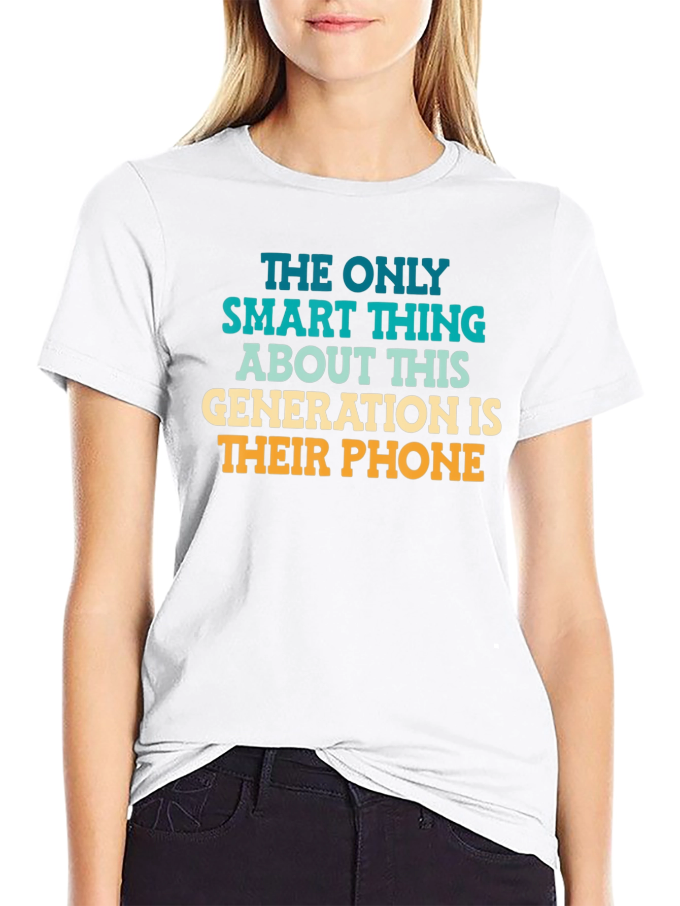 Black Smart Phone Generation Graphic Tee view 9