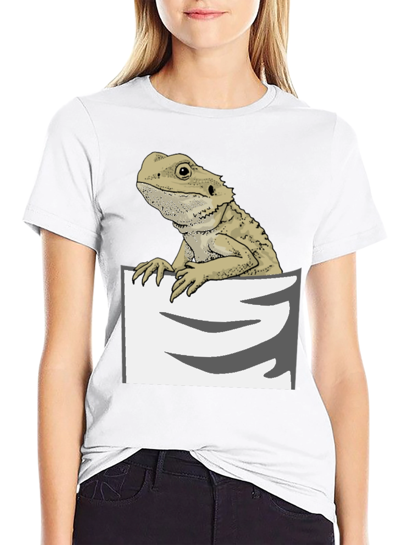 Black Bearded Dragon Pocket T-Shirt - Cool Reptile Lover Tee view 9