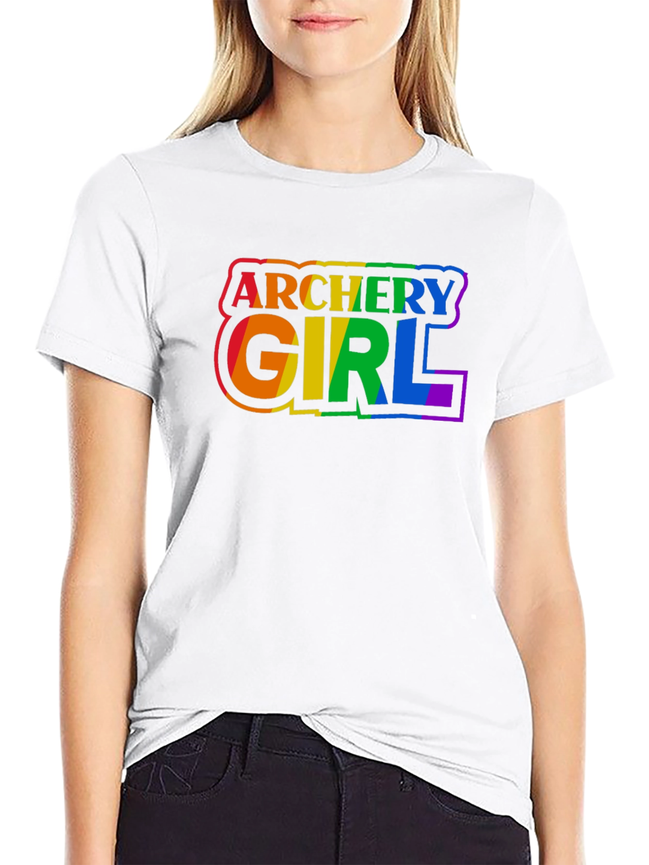 Black Archery Girl Pride T-Shirt - Rainbow Graphic Tee view 9