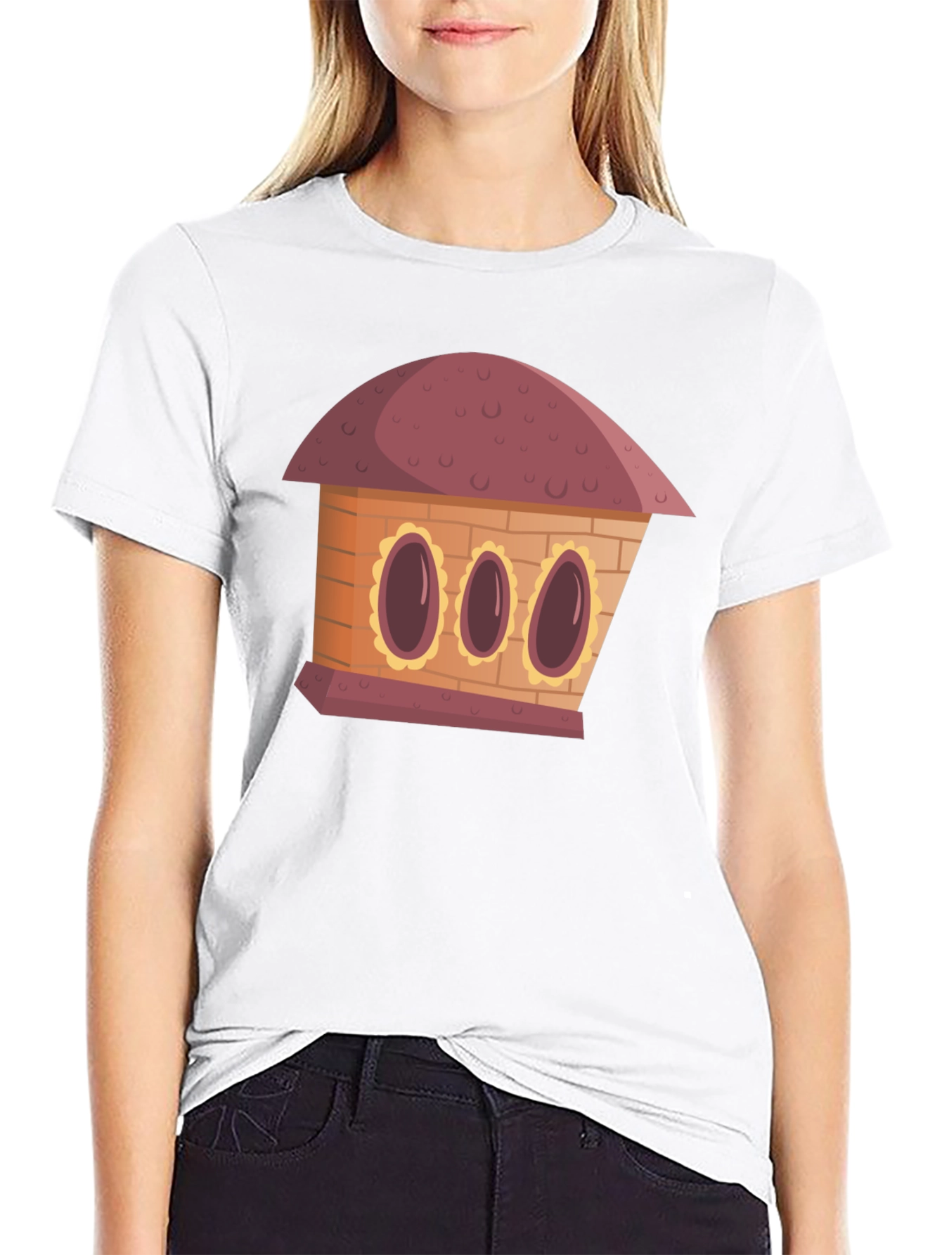 Black Cartoon House Graphic Tee - Unique Design view 9