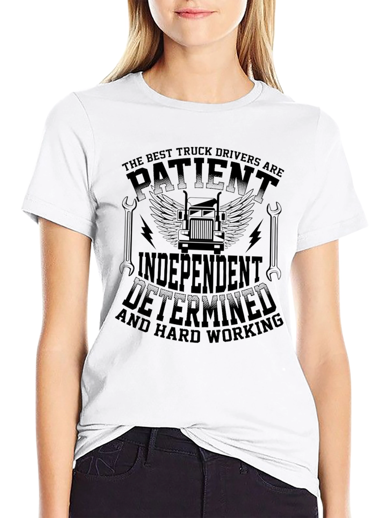 Black Truck Driver T-Shirt - Patient Independent Determined view 9