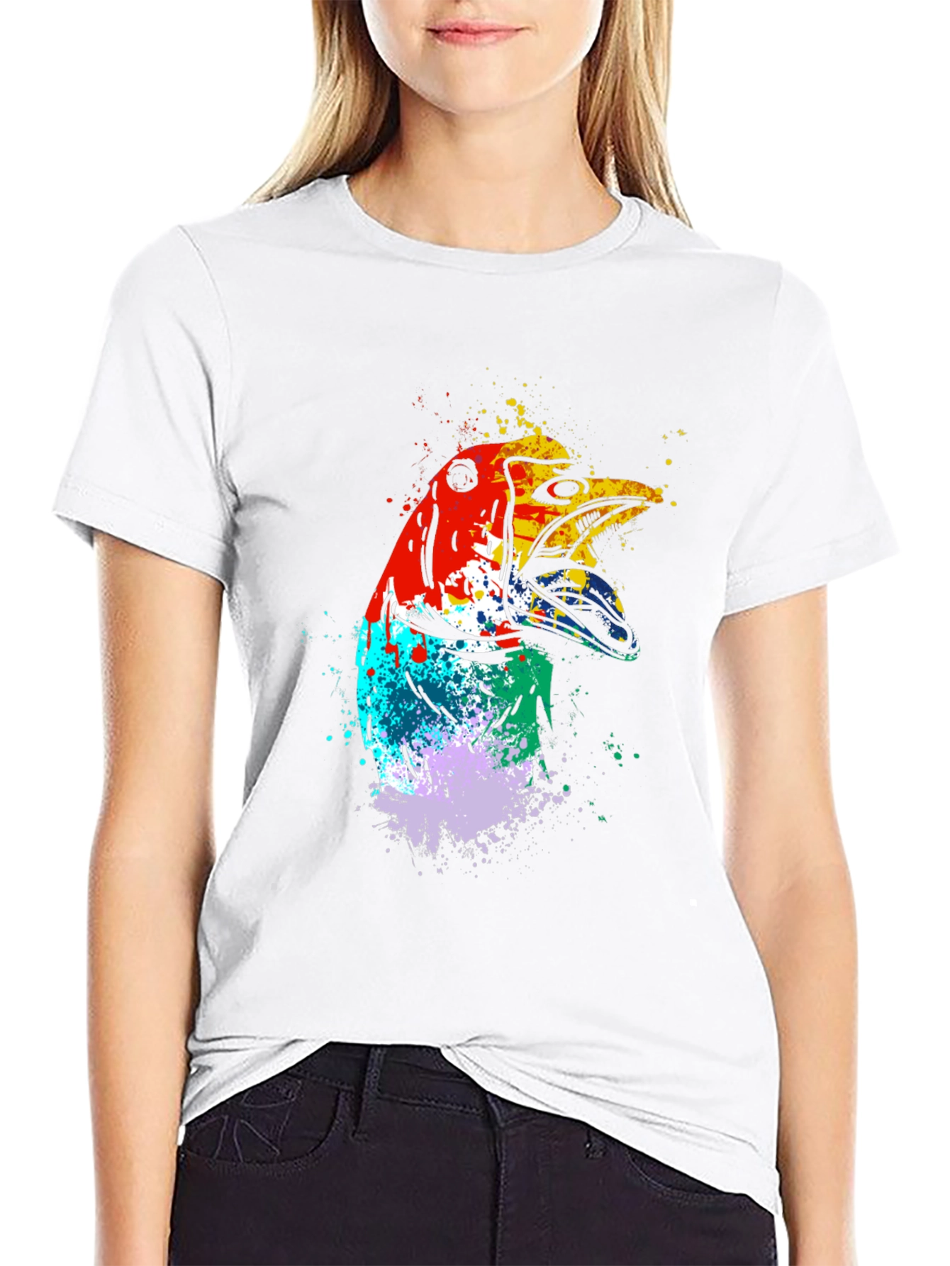 Black Abstract Bird Graphic Tee - Men's Black T-Shirt view 9