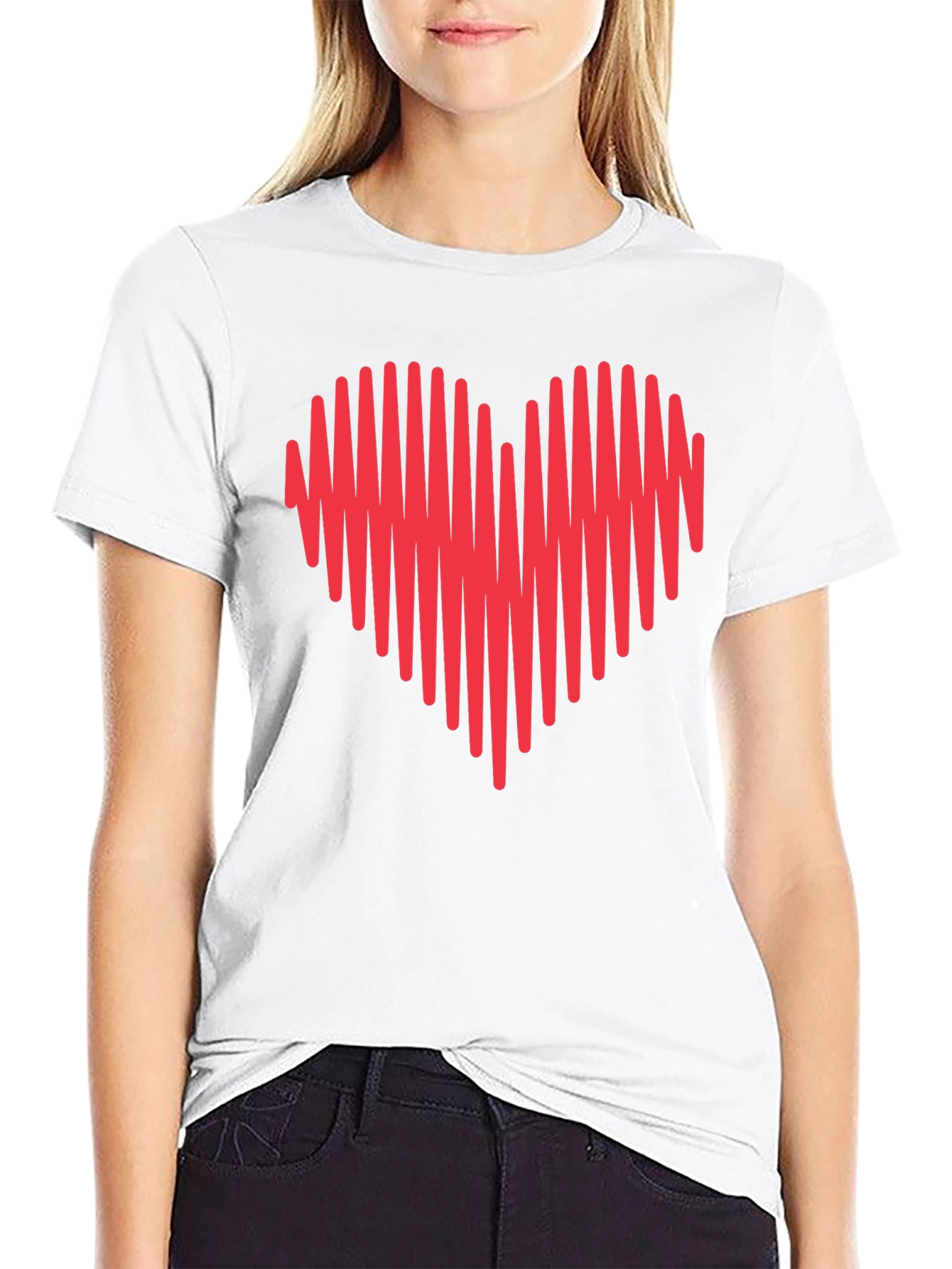 Black Heartbeat Heart Graphic Tee - Mens Crew Neck view 9