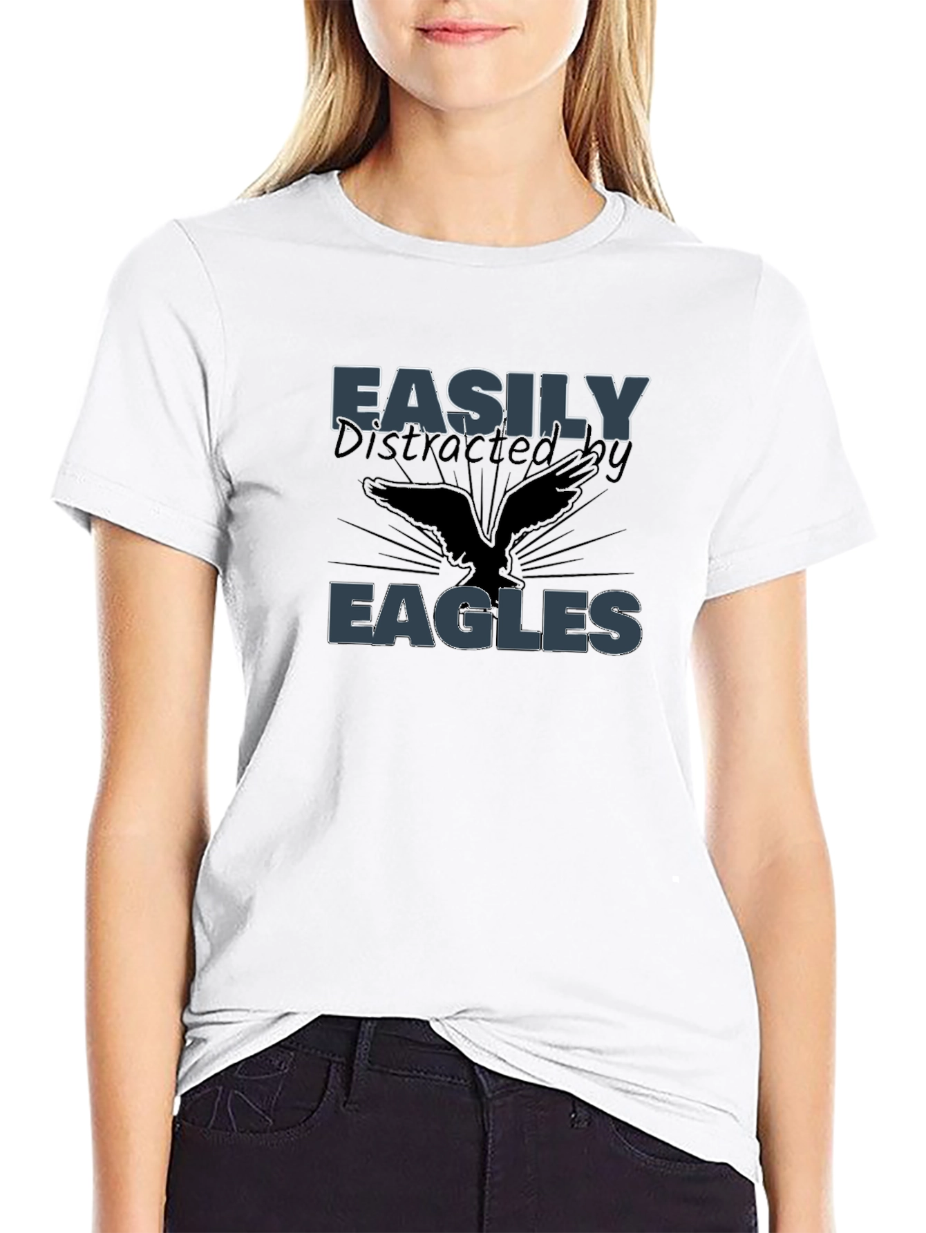 Black Easily Distracted by Eagles T-Shirt view 9