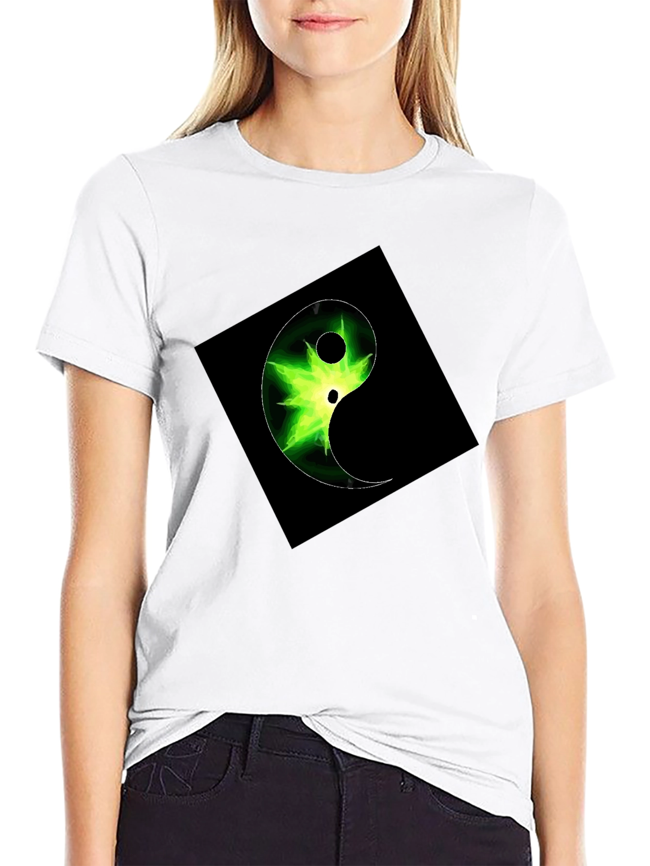 Black Yin Yang Graphic Tee - Black Cotton Blend view 9