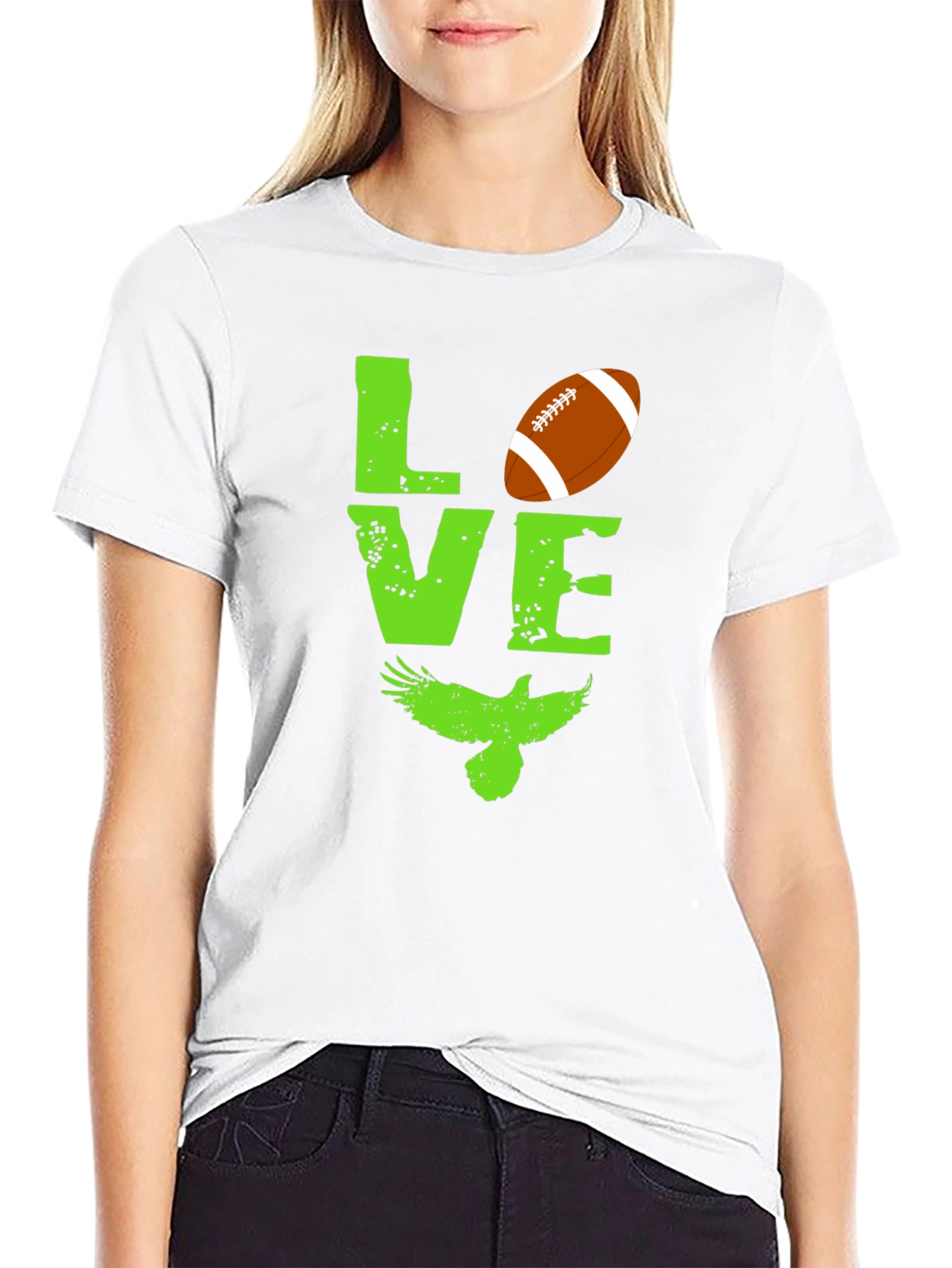 Black Love Football and Eagles Graphic T-Shirt view 9