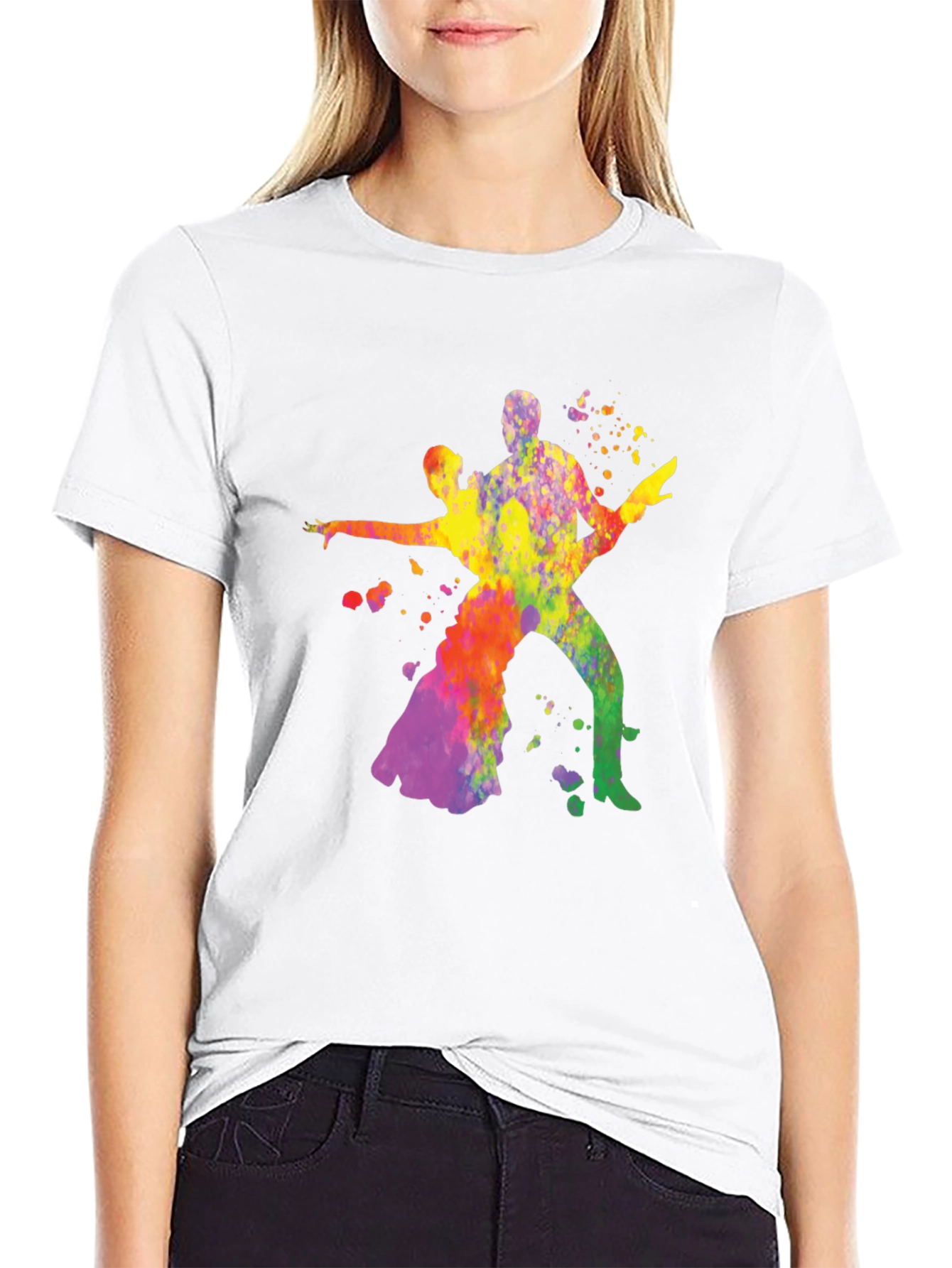 Black Vibrant Watercolor Dance Silhouette Tee view 9