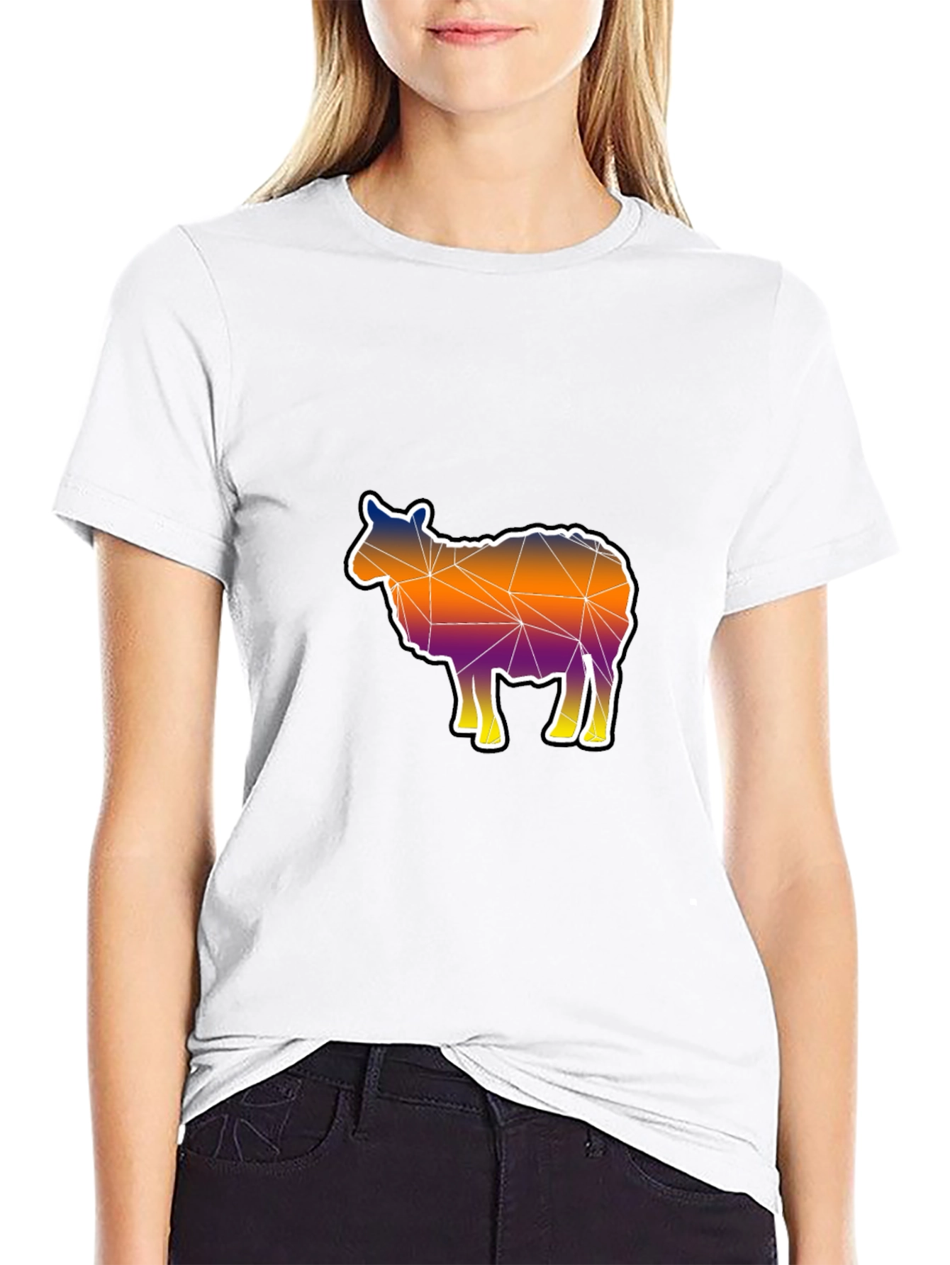 Black Geometric Sheep Graphic Tee - Modern Art Shirt view 9