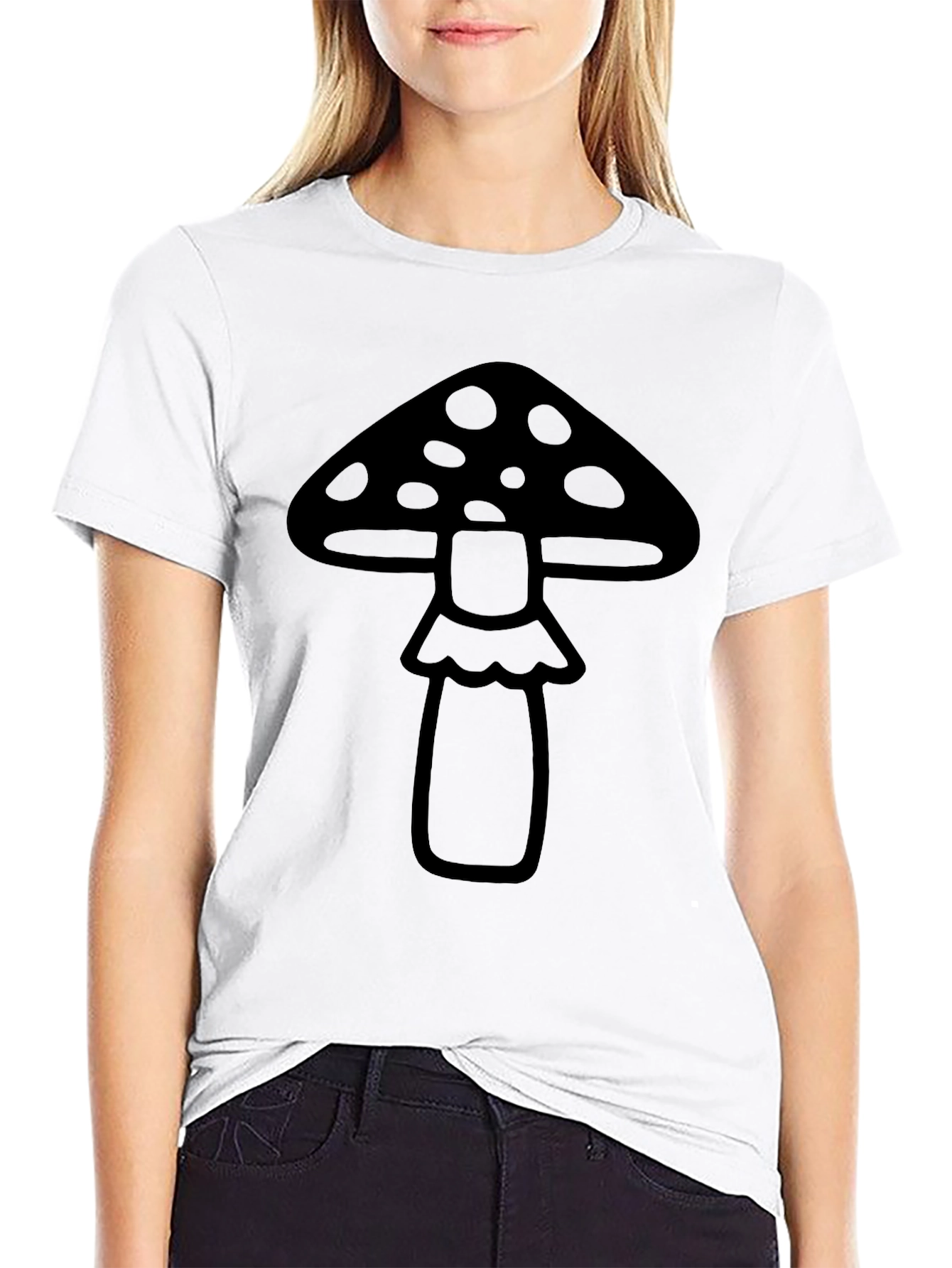 Black Mushroom Graphic Tee - Black Cotton Blend Shirt view 9