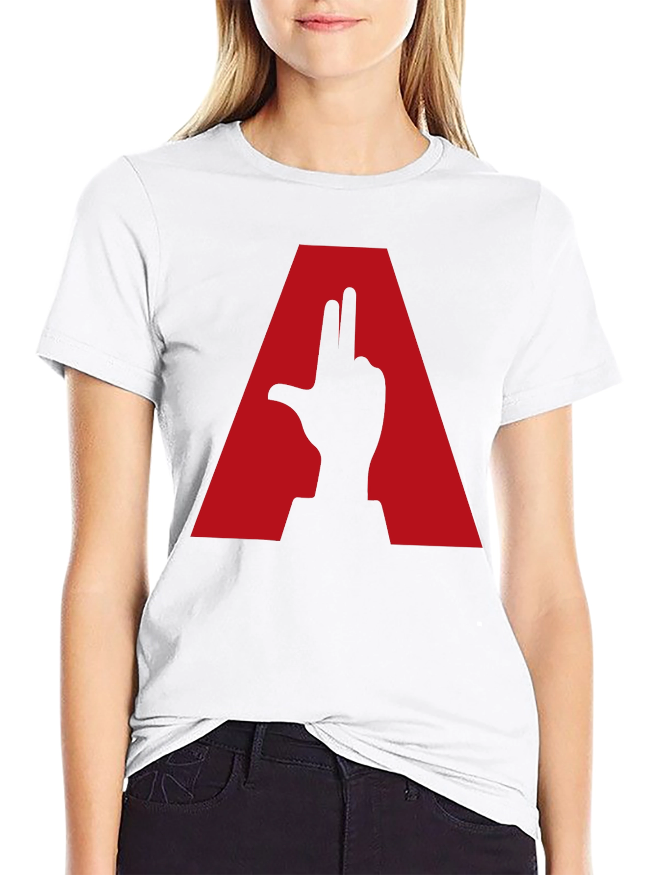 Black Novelty Graphic Tee - Letter A & Hand Design view 9