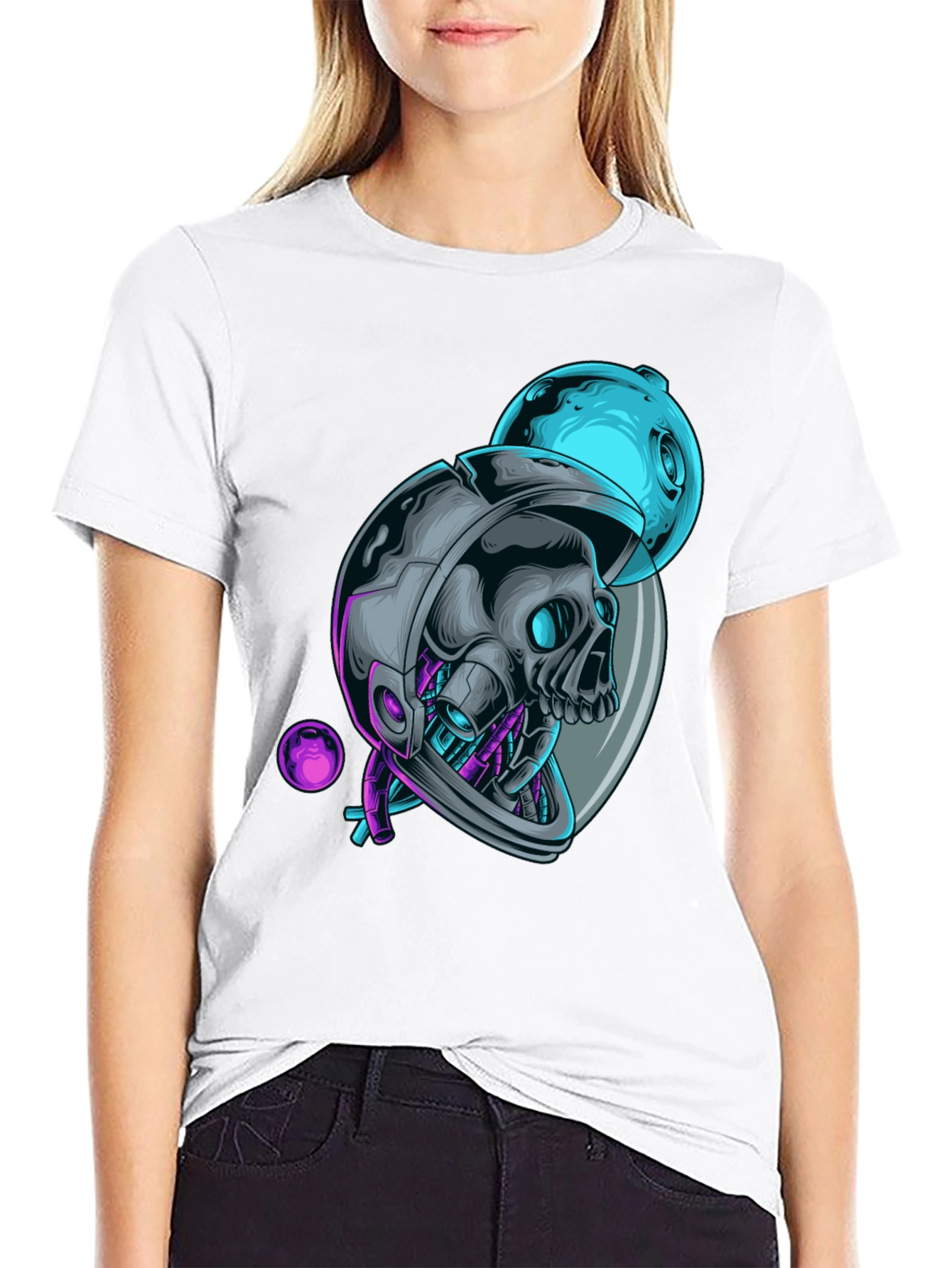 Black Astronaut Skull Graphic Tee - Black view 9