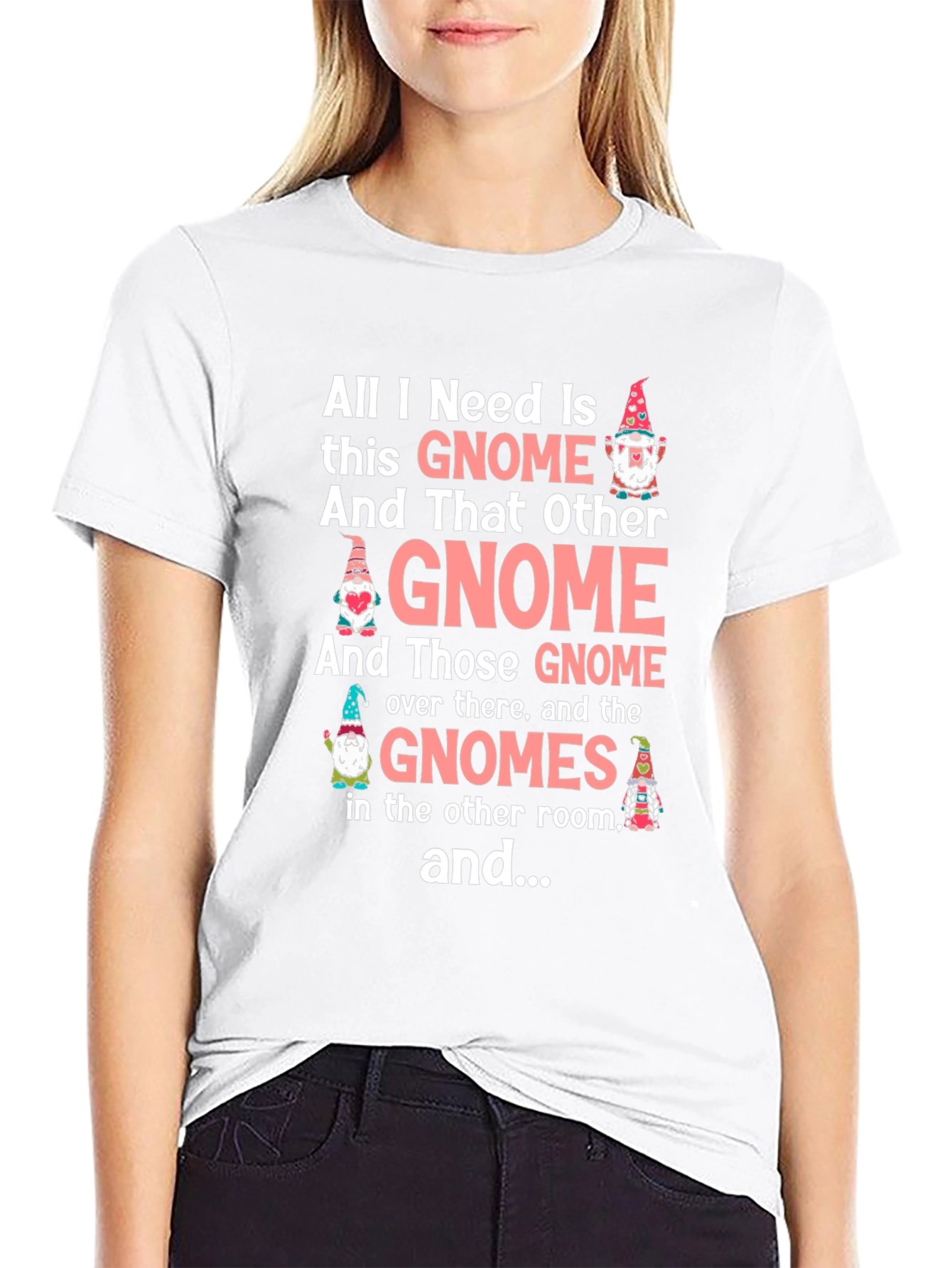 Black Funny Gnome Lover Graphic T-Shirt view 9