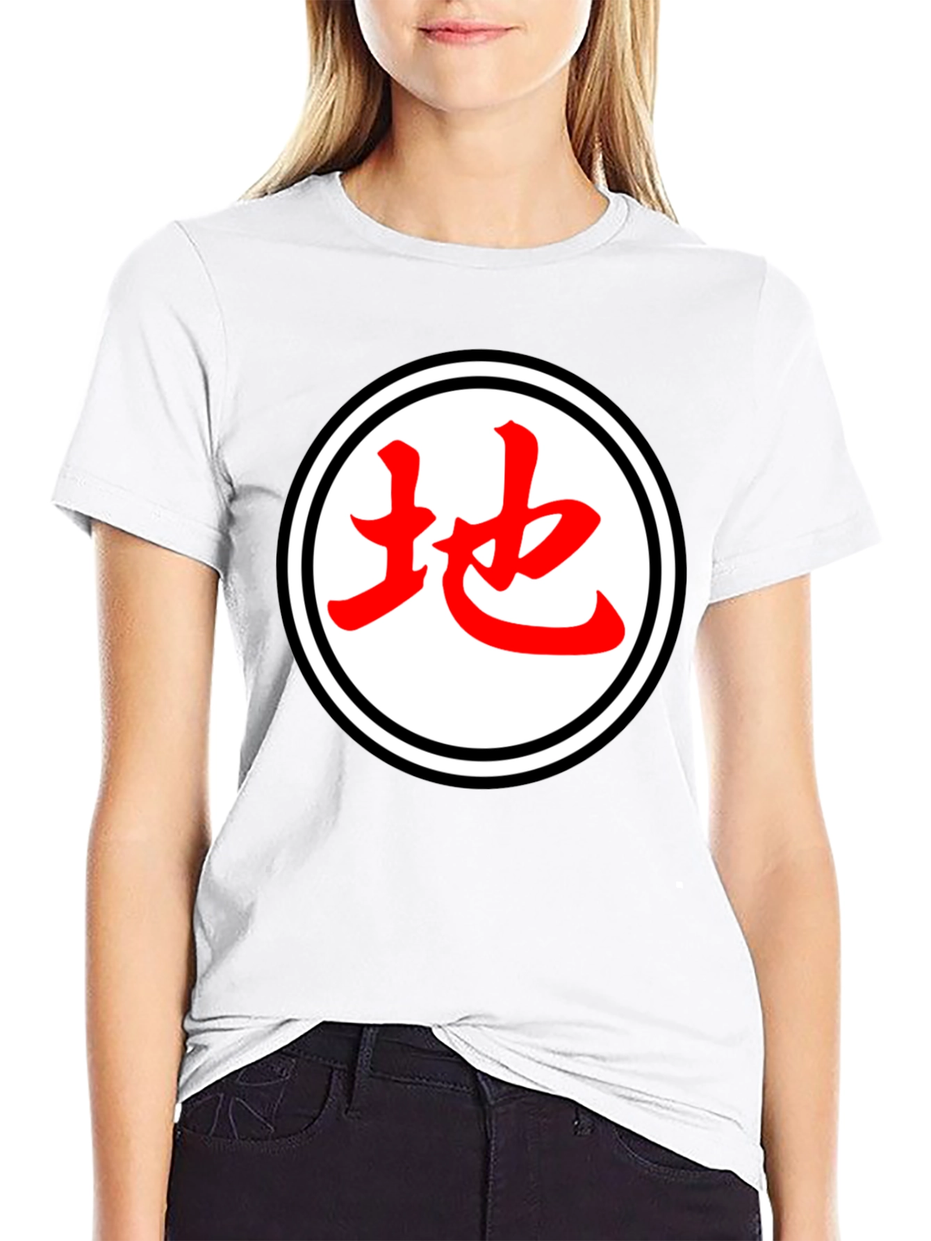 Black Japanese Symbol T-Shirt - Black Cotton Blend Casual Tee view 9