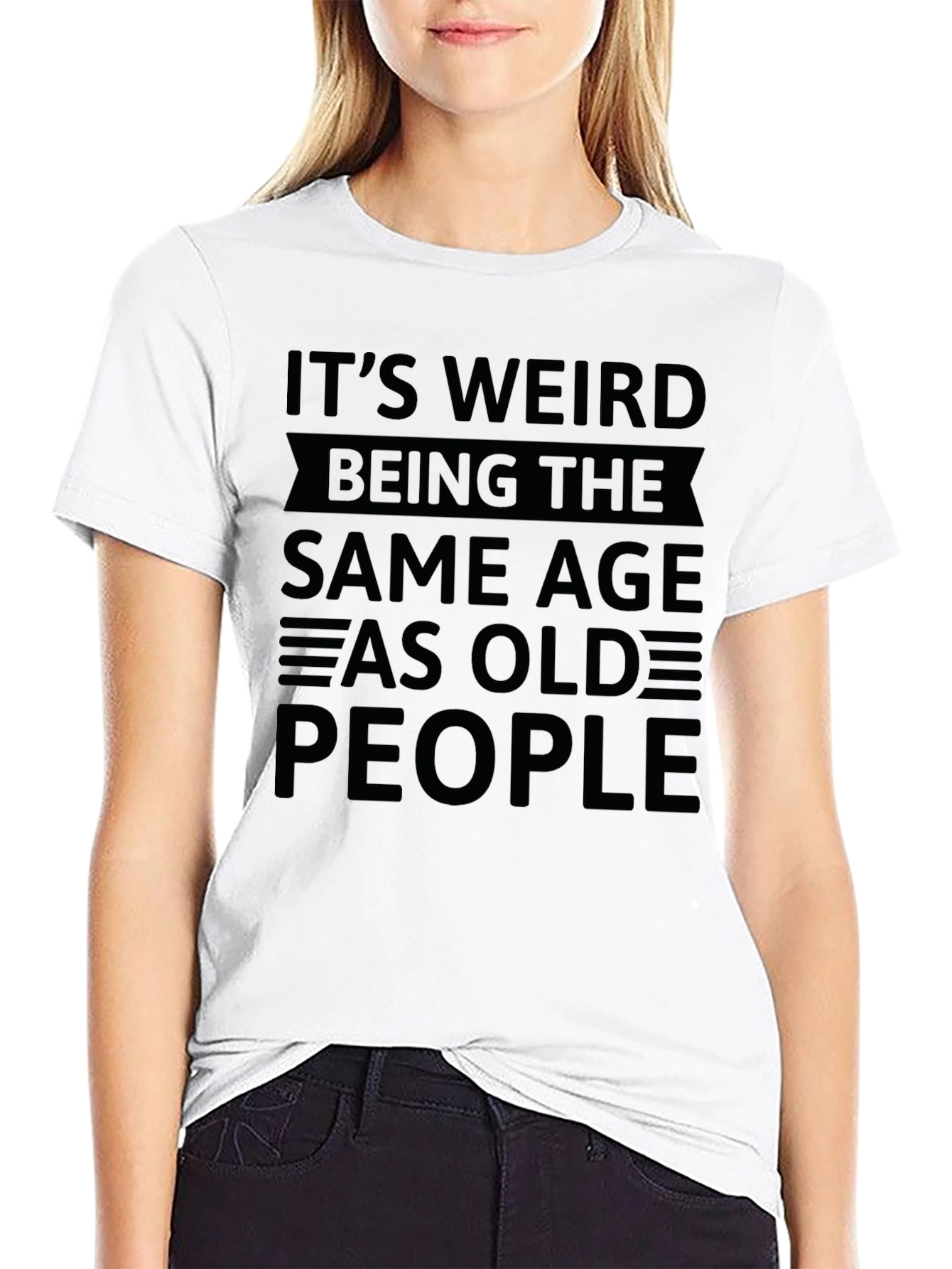 Black Funny "Same Age As Old People" Graphic T-Shirt view 9