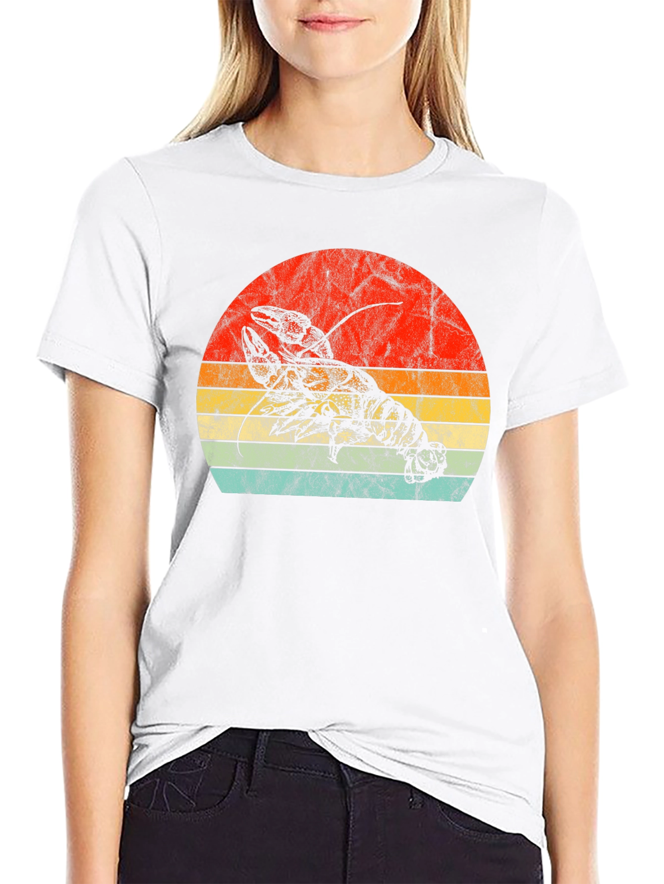 Black Retro Lobster Sunset Graphic Tee - Black view 9