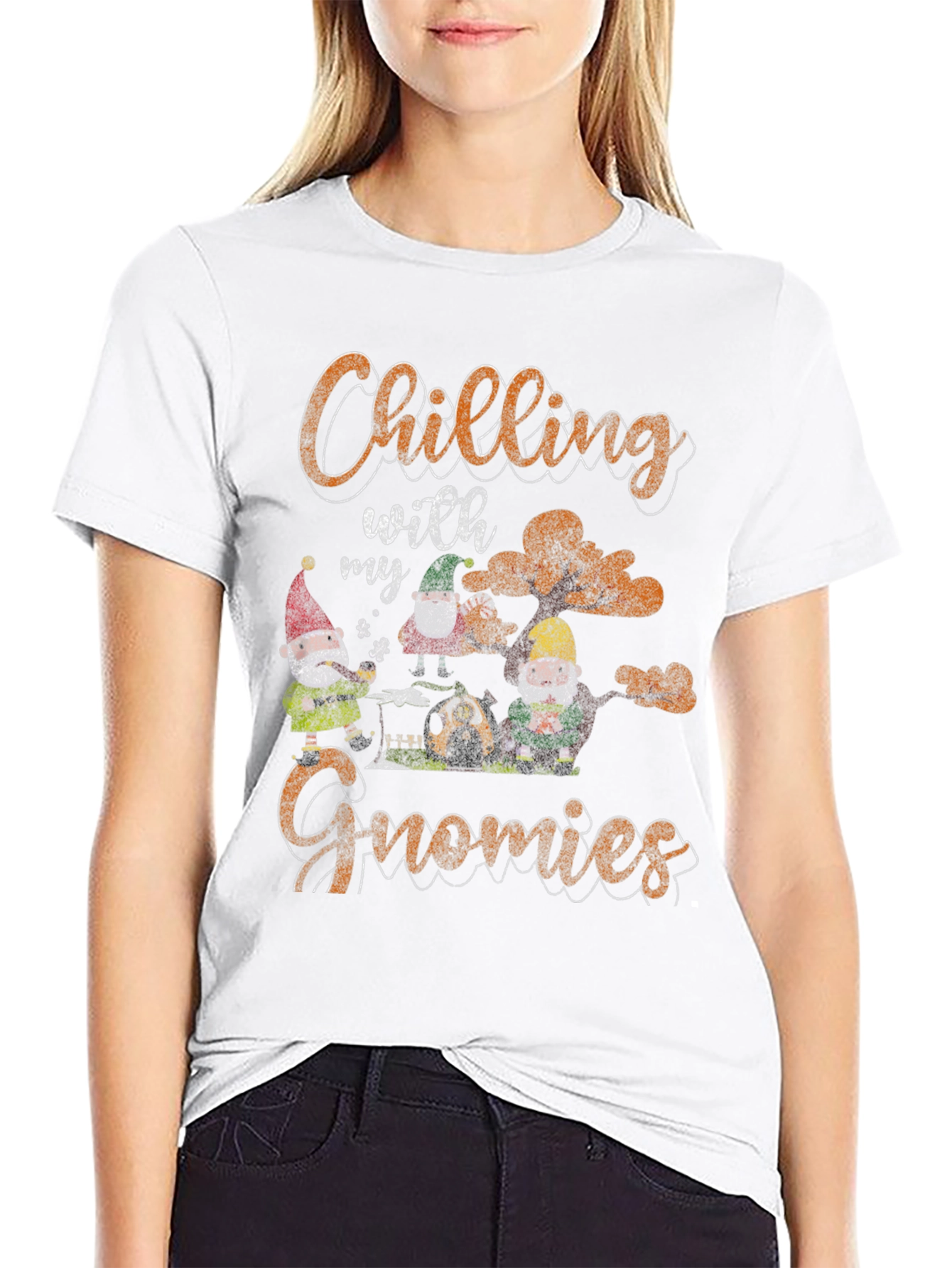 Chilling with my Gnomies Black T-Shirt - 9