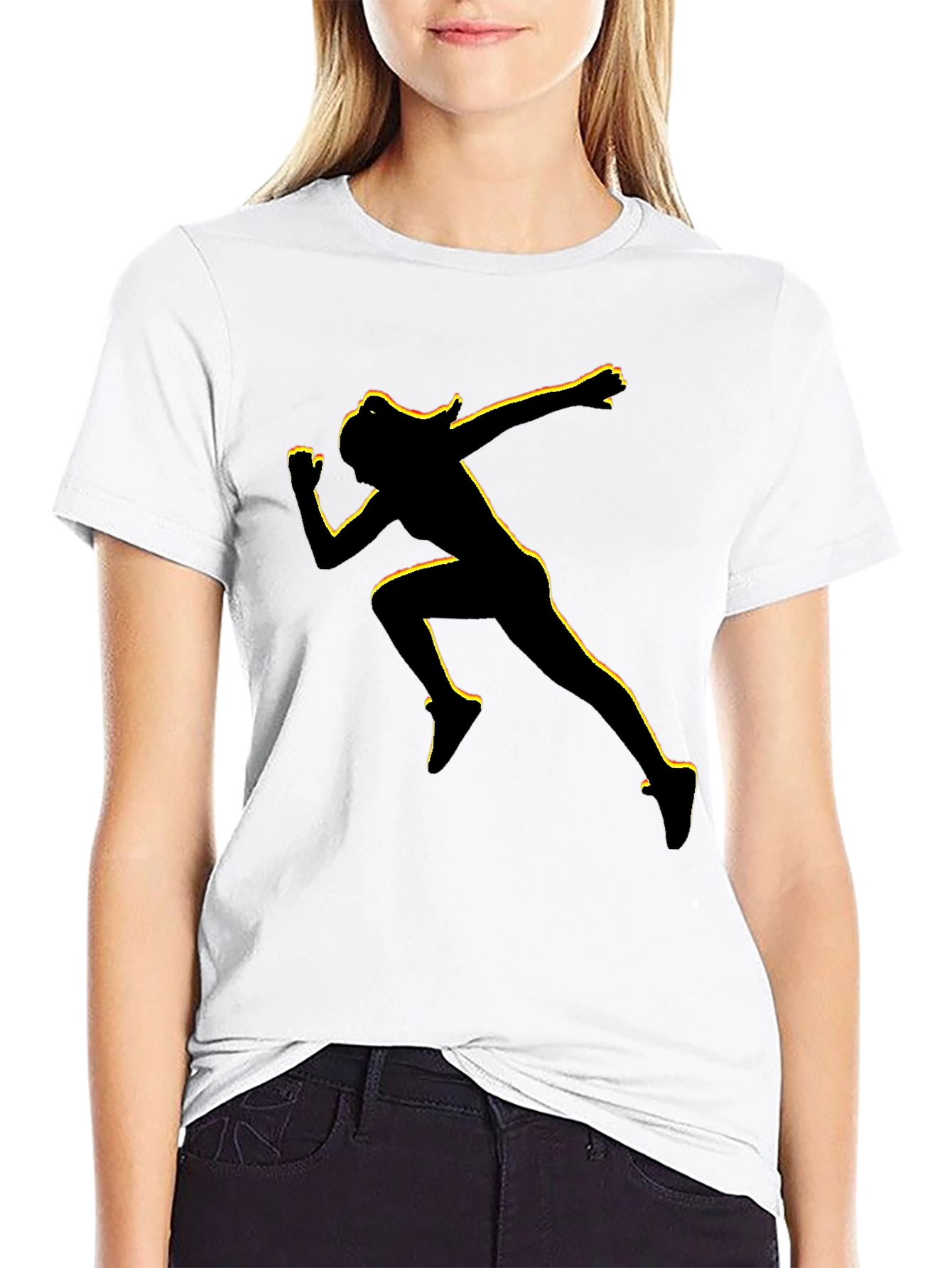 Black Runner Graphic Tee - Black Cotton Blend view 9