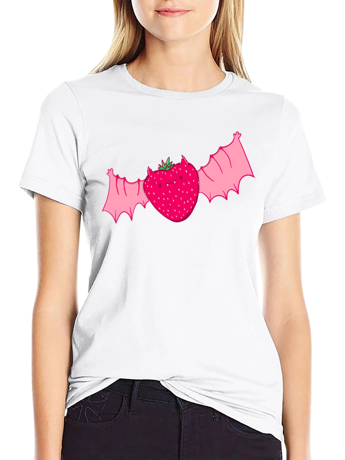 Black Strawberry Bat Graphic Tee - Unique Horror Style view 9