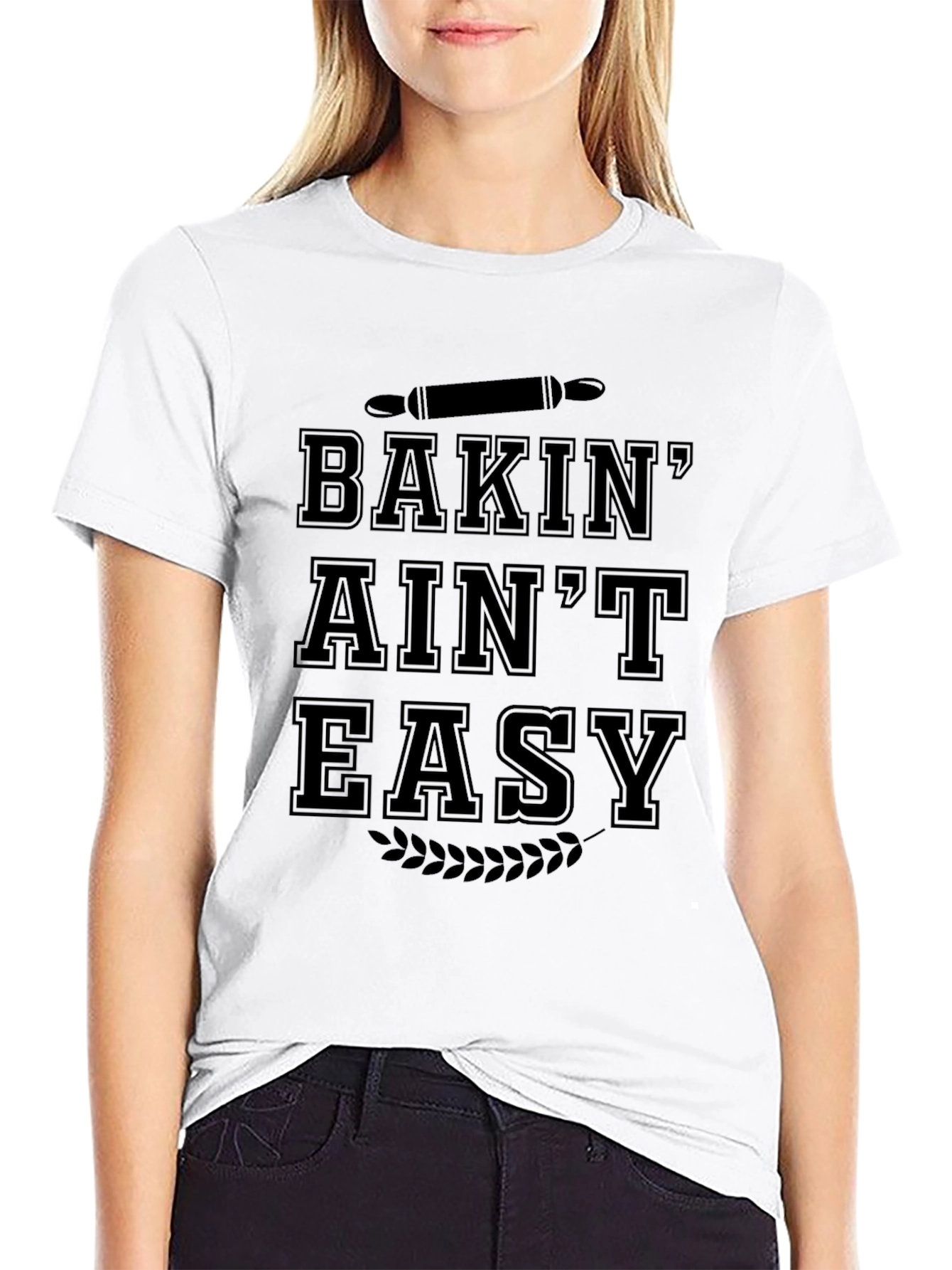 Black Bakin' Ain't Easy Black Graphic T-Shirt view 9