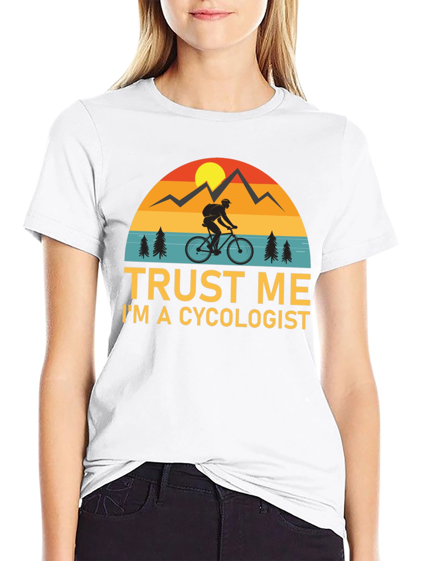 Black Trust Me I'm a Cycologist Funny Biker T-Shirt view 9