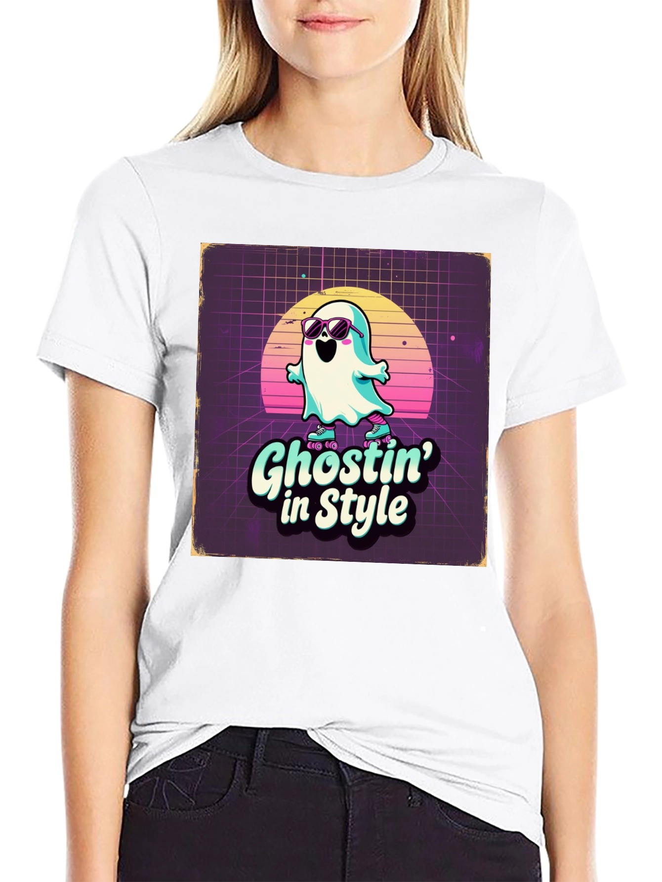Black Ghostin' in Style Retro T-Shirt view 9