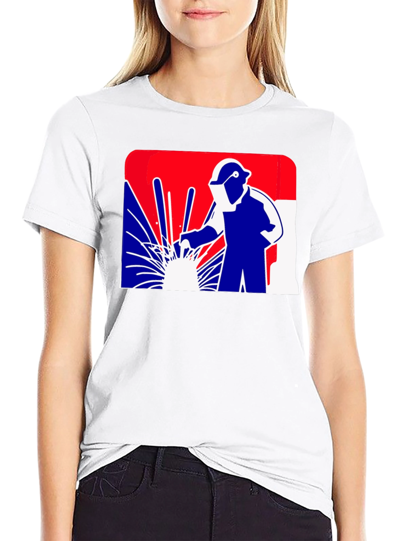 Black Welder Graphic T-Shirt - Patriotic Design view 9