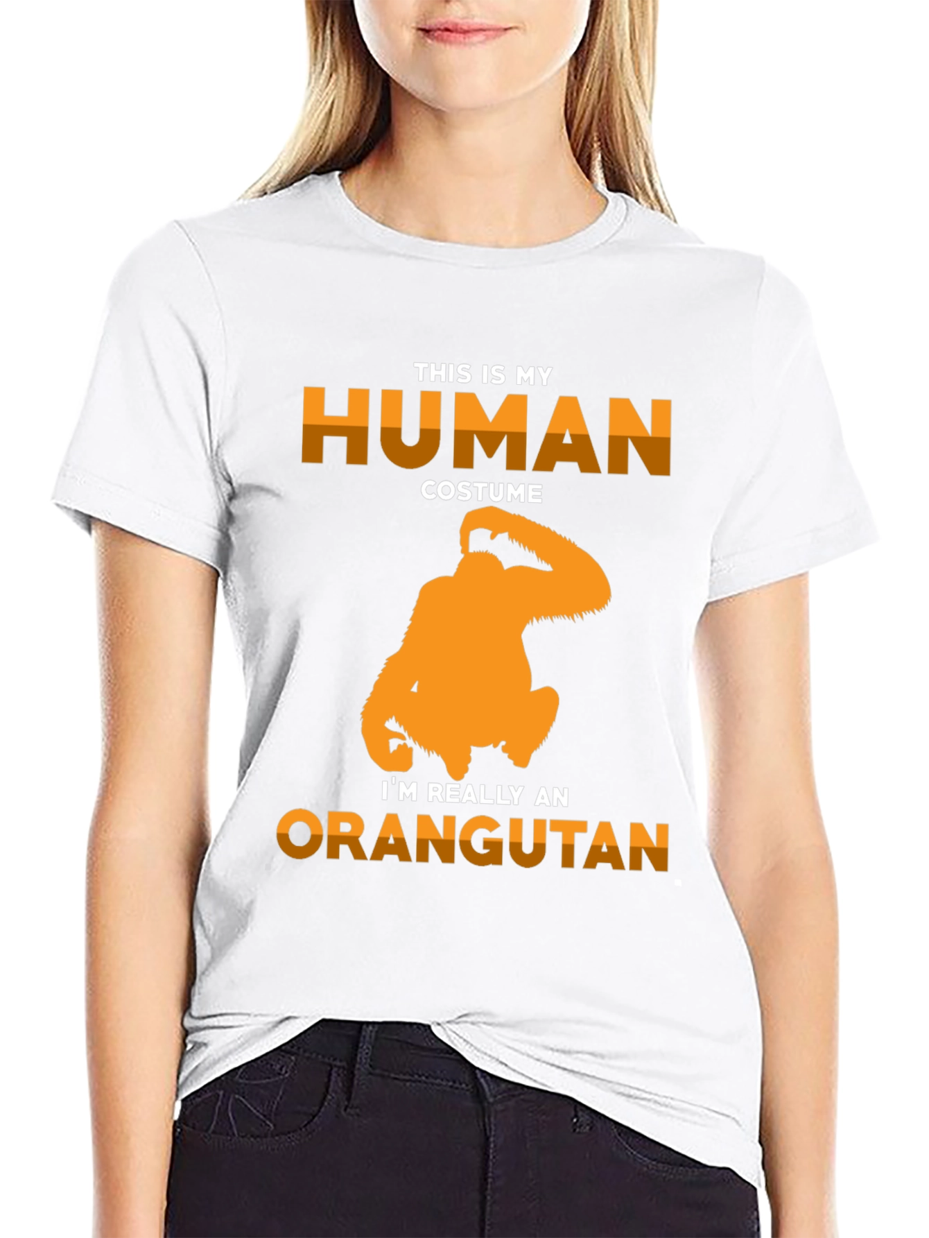 Black Human Costume Orangutan Graphic T-Shirt view 9