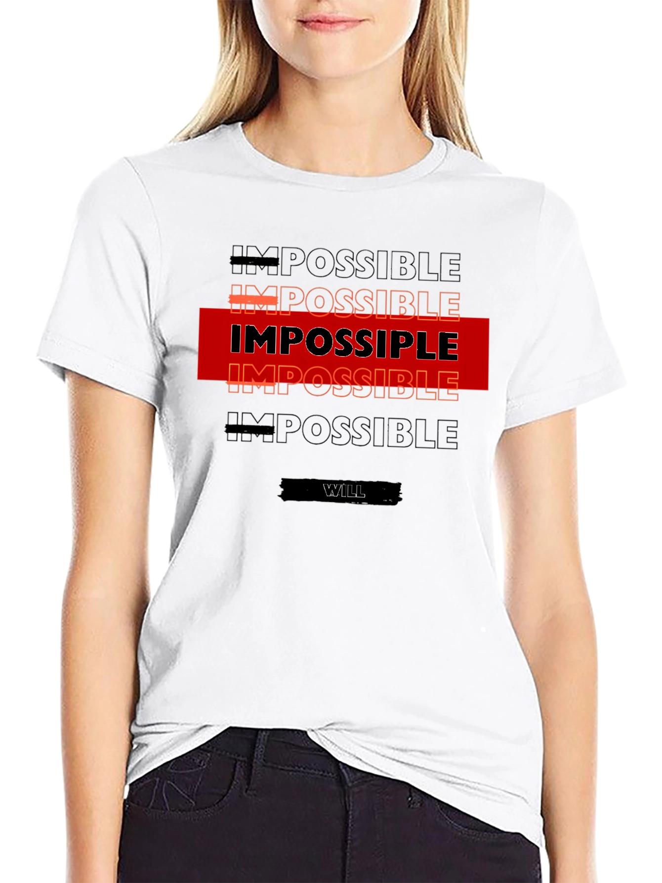 Black Impossible is Nothing T-Shirt - Motivational Design view 9