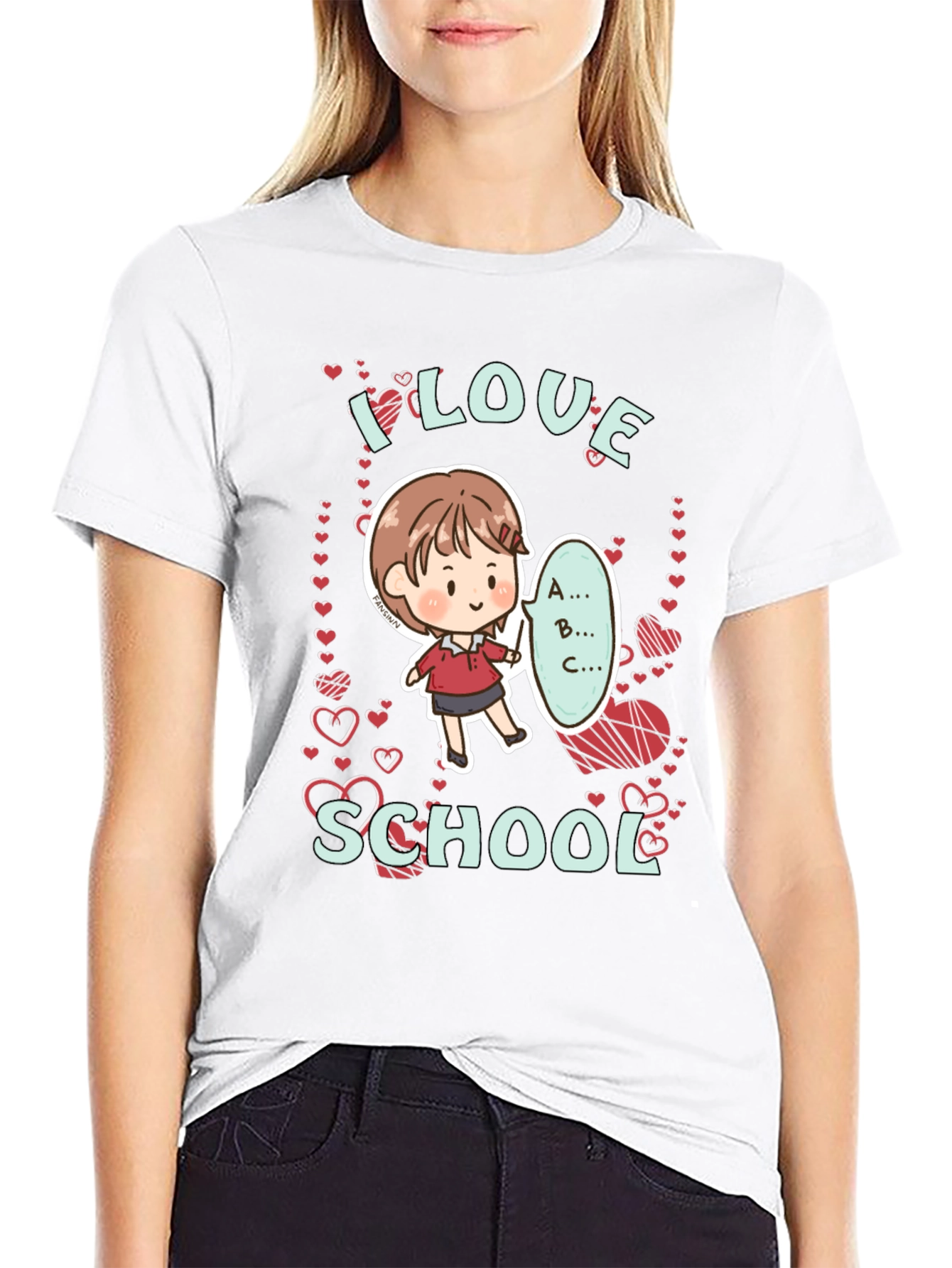Black I Love School T-Shirt view 9