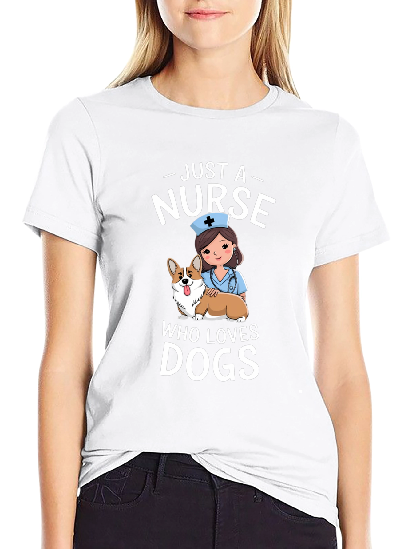 Black Just A Nurse Who Loves Dogs T-Shirt view 9